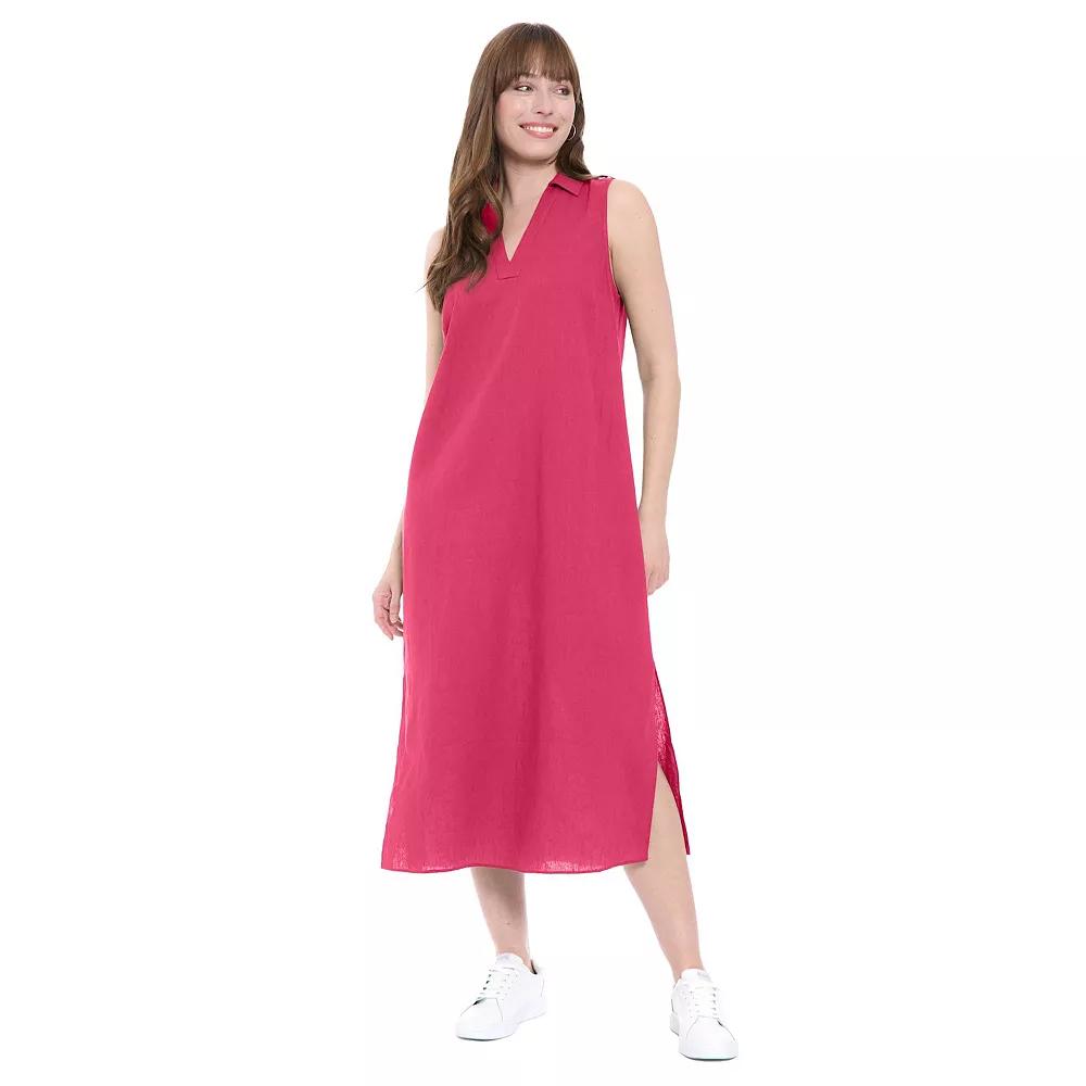 Women's London Times Collared Popover Linen Maxi Dress,  Product Image