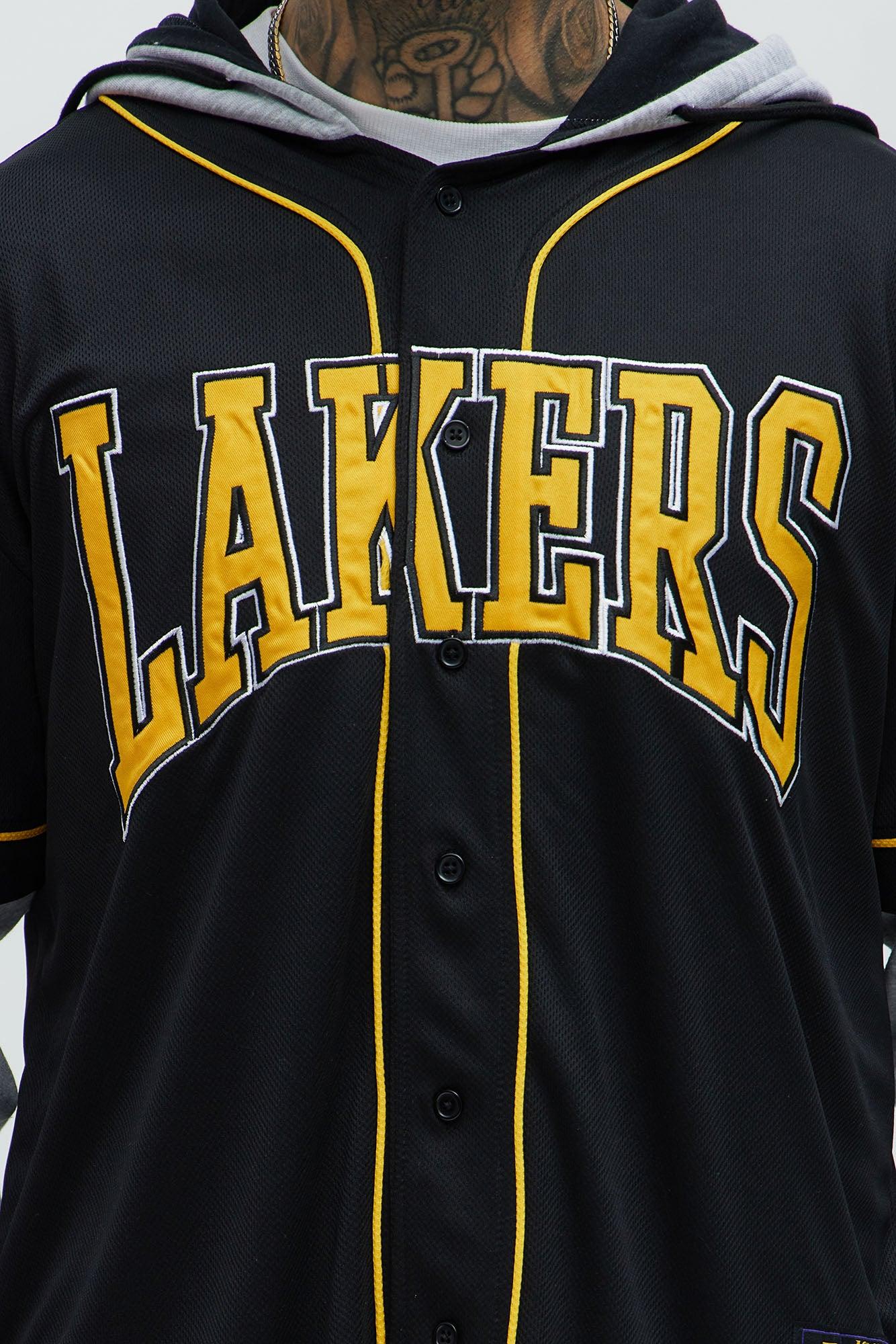 Lakers Clean Up Button Hoodie - Black Product Image