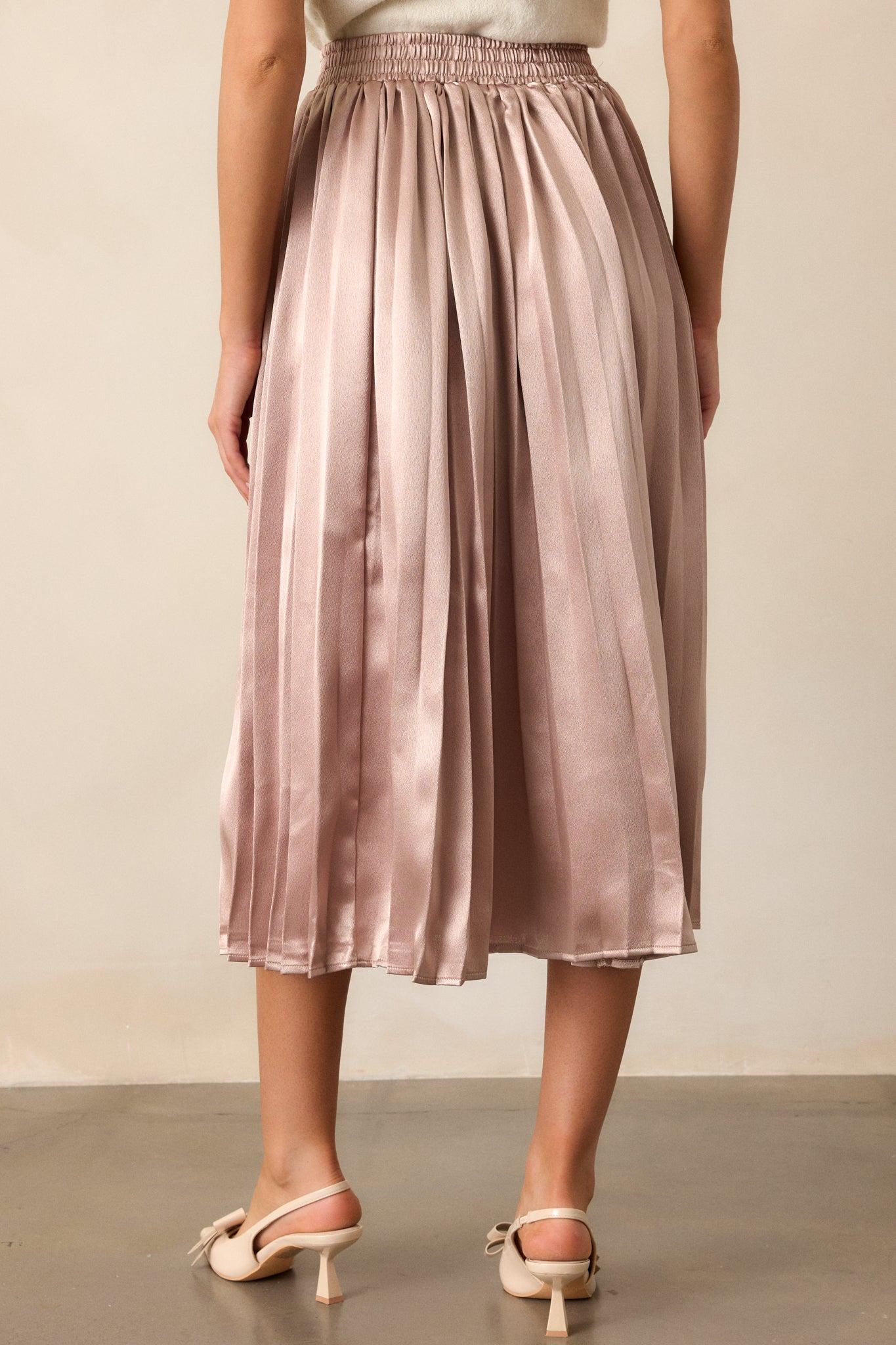 Lost In The Stars Champagne Pleated Midi Skirt Product Image