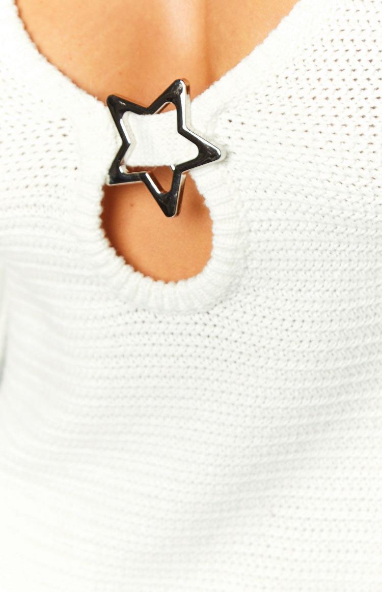 Magnus White Crochet Long Sleeve Mini Dress Product Image