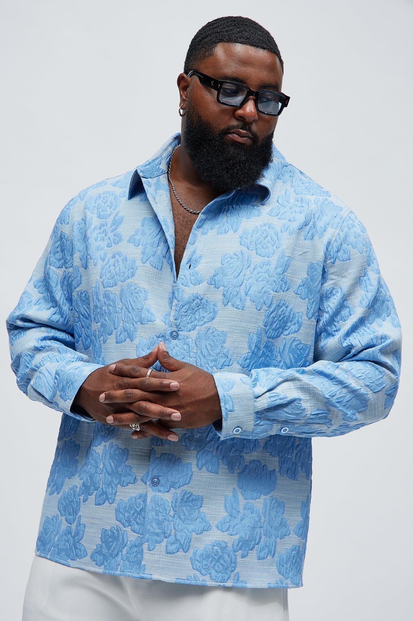 Bartlett Jacquard Long Sleeve Shirt - Blue Product Image