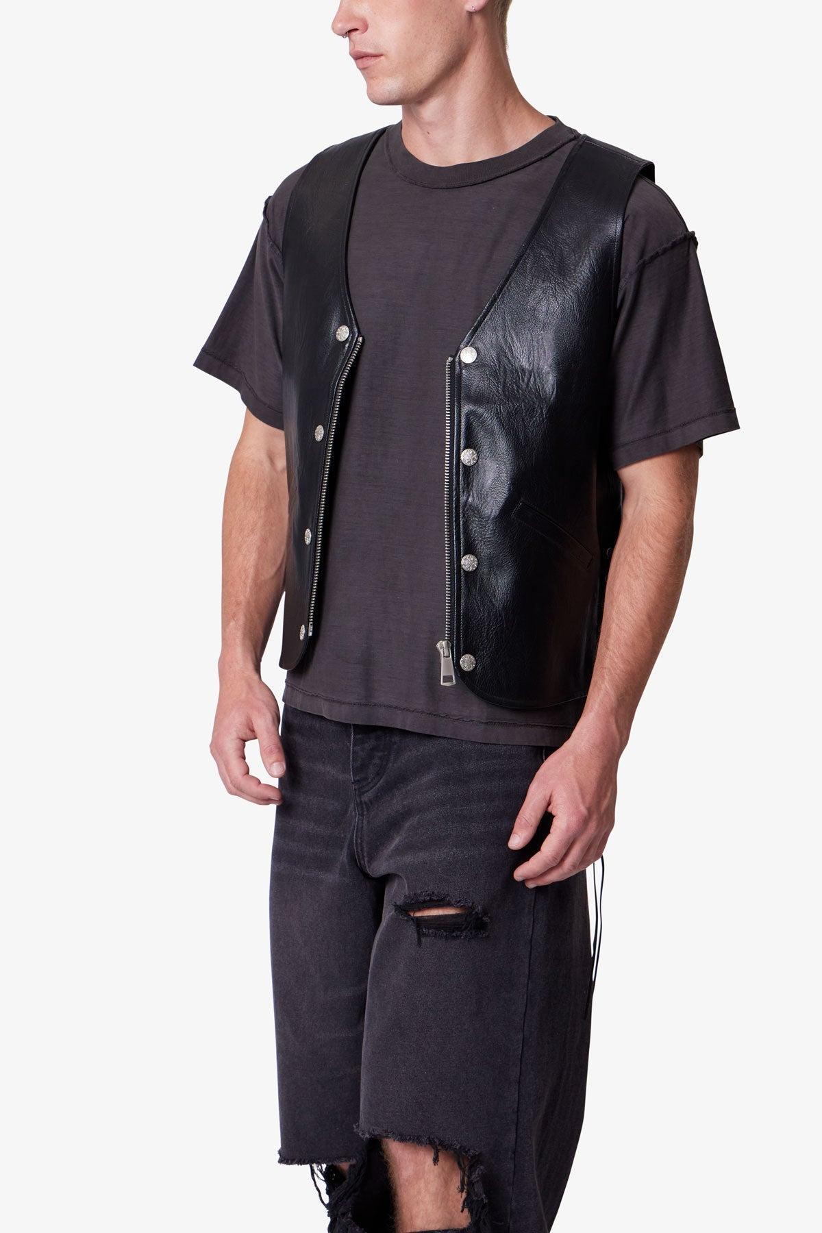 Vintage Biker Vest - Black Product Image