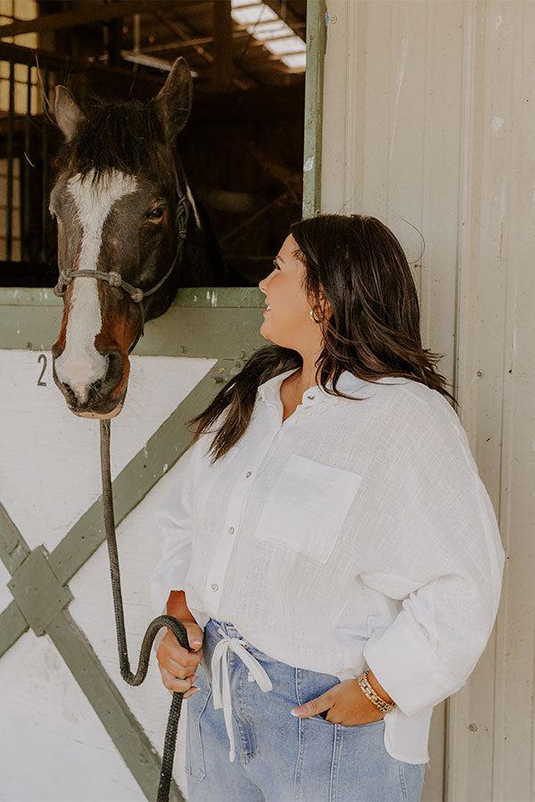 Seaside Breeze Linen-Blend Button Up Curves Product Image