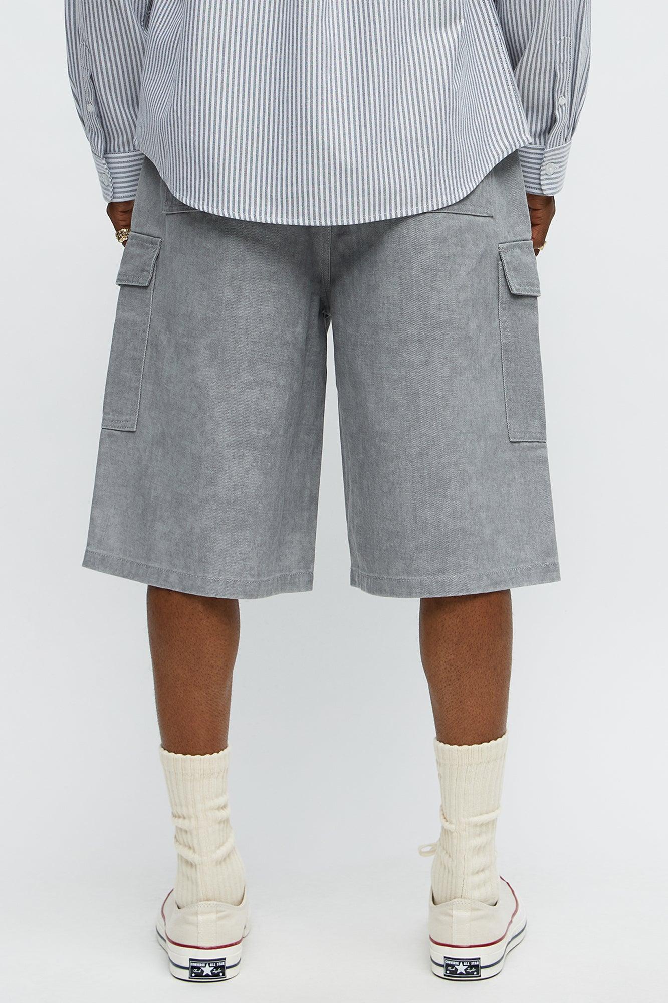 Long Cargo Relaxed Shorts - Grey Male Product Image