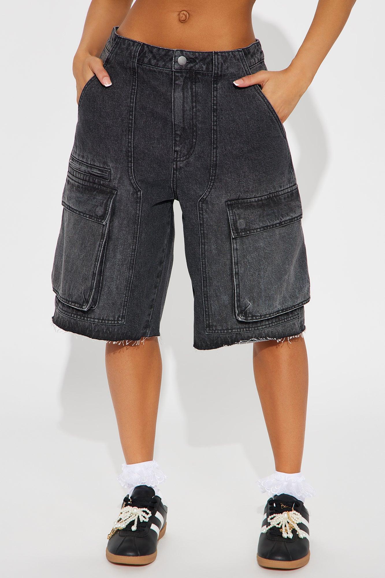 Parker Denim Cargo Jorts - Black Wash Product Image