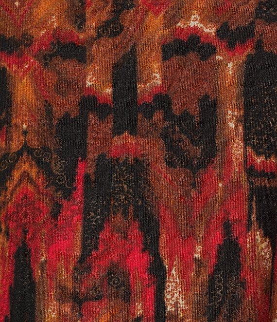 Intro Knit Jersey Abstract Geo Print 3/4 Sleeve Pleated Neck Tee Product Image