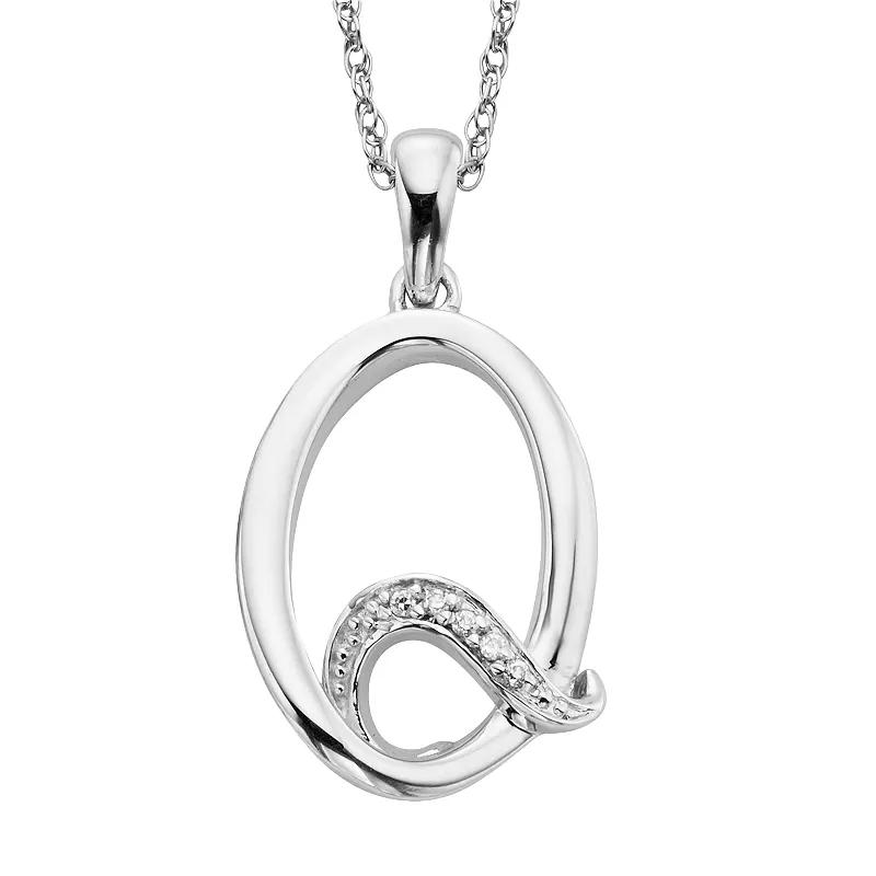 Sterling Silver Diamond Accent Initial Pendant, Women's,  Product Image