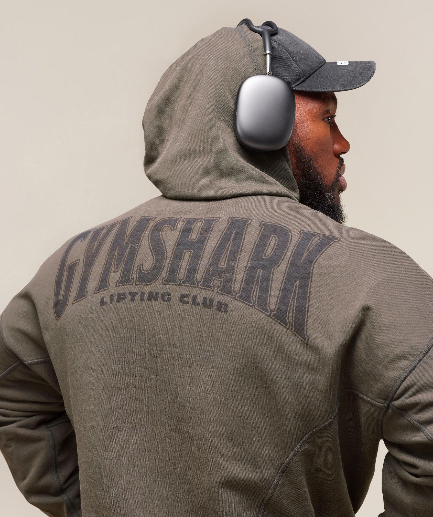 Gymshark Heritage Washed Hoodie - Strength Green Male Product Image