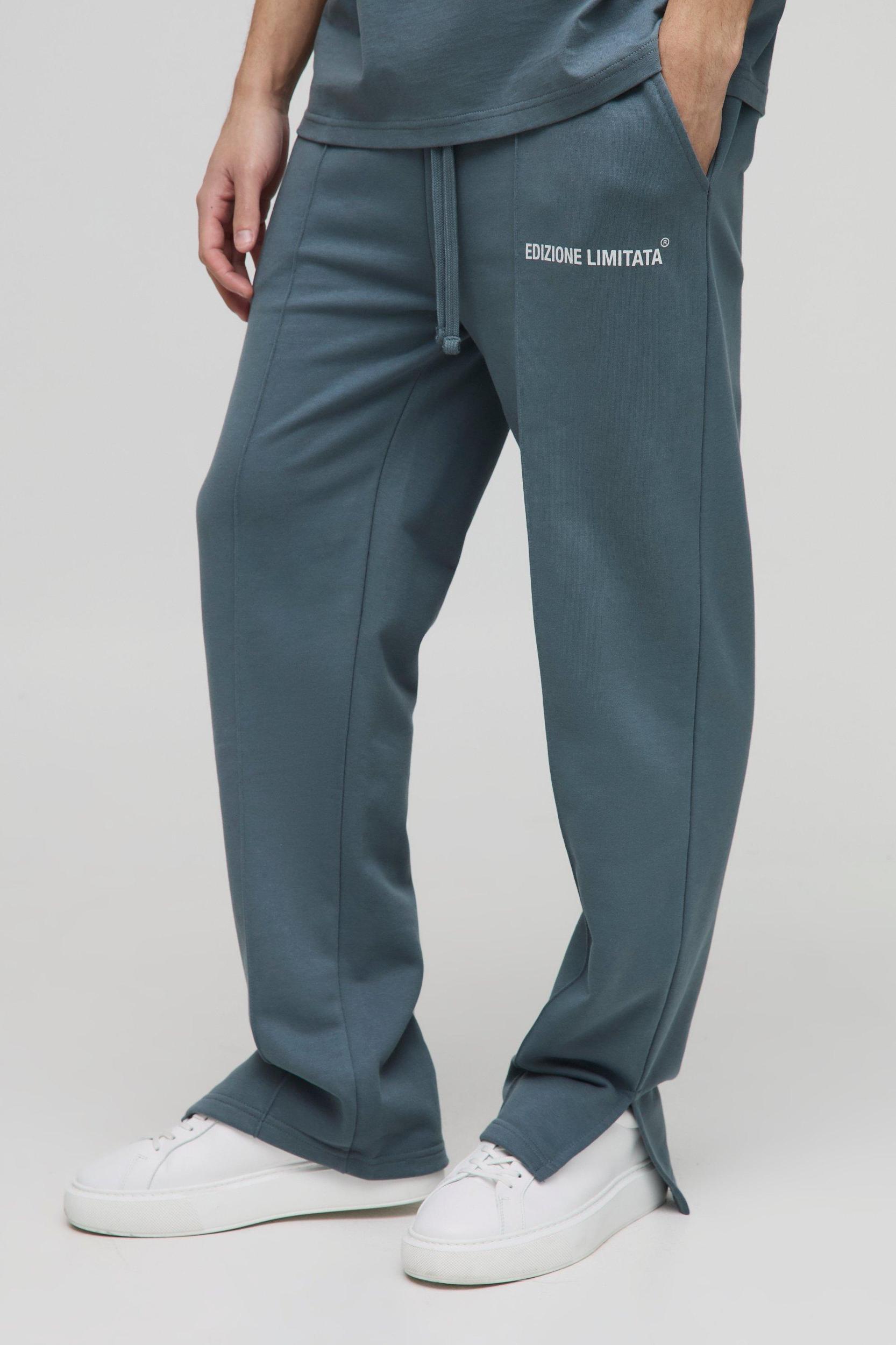 Relaxed Edizione Heavyweight Pintuck Split Hem Sweatpants | boohooMAN USA Product Image