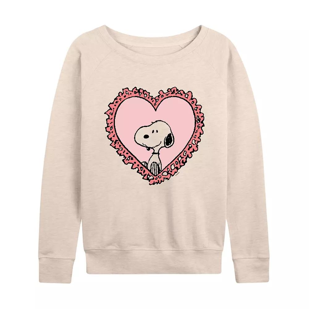 Women's Peanuts Snoopy Heart Frame French Terry Long Sleeve Tee,  Product Image