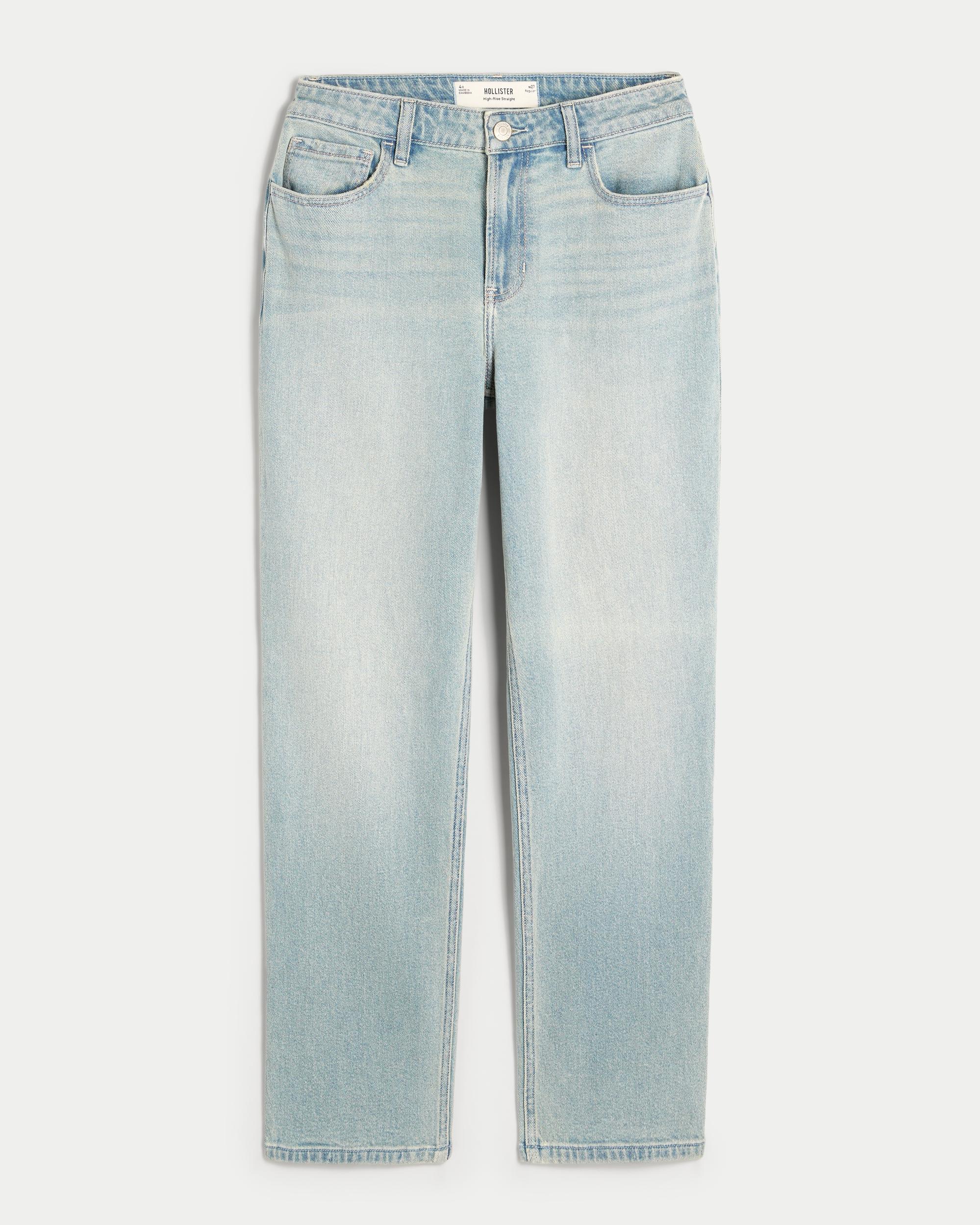 High-Rise Light Wash Straight Jeans Product Image