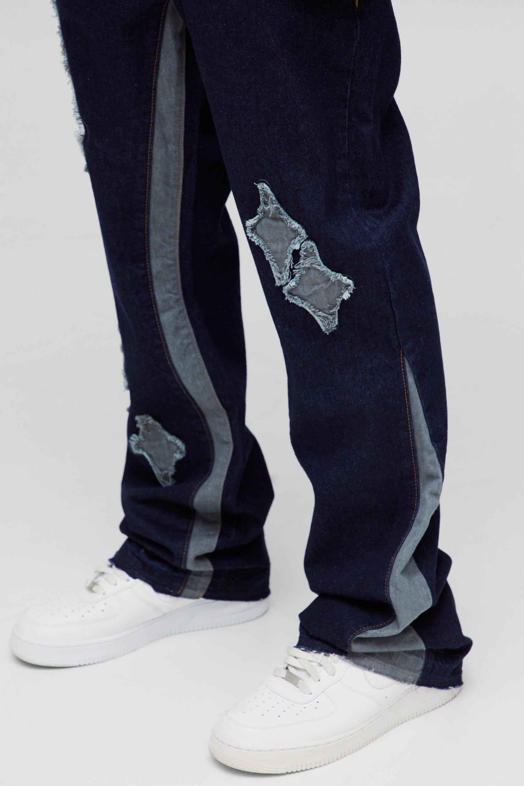 Slim Rigid Flare Applique Panel Jeans | boohooMAN USA Product Image