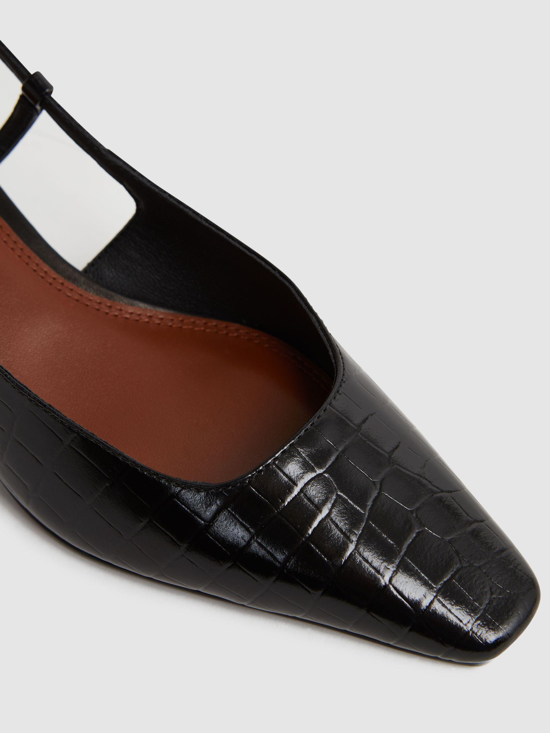 Leather Slingback Heels in Black Product Image