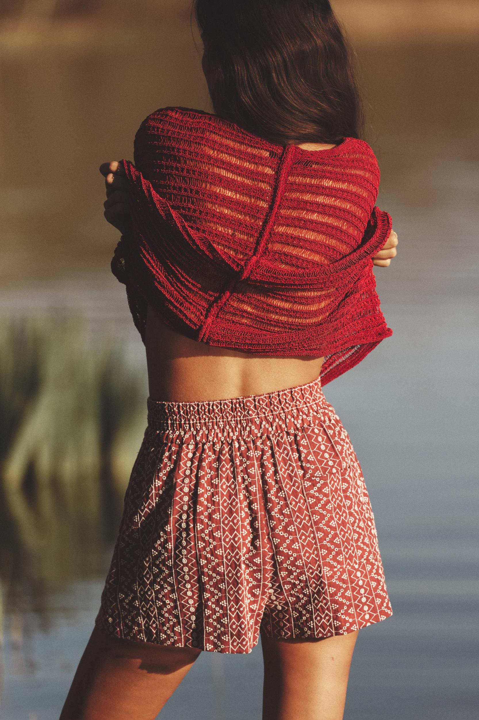 PERFORATED EMBROIDERY SHORTS Product Image