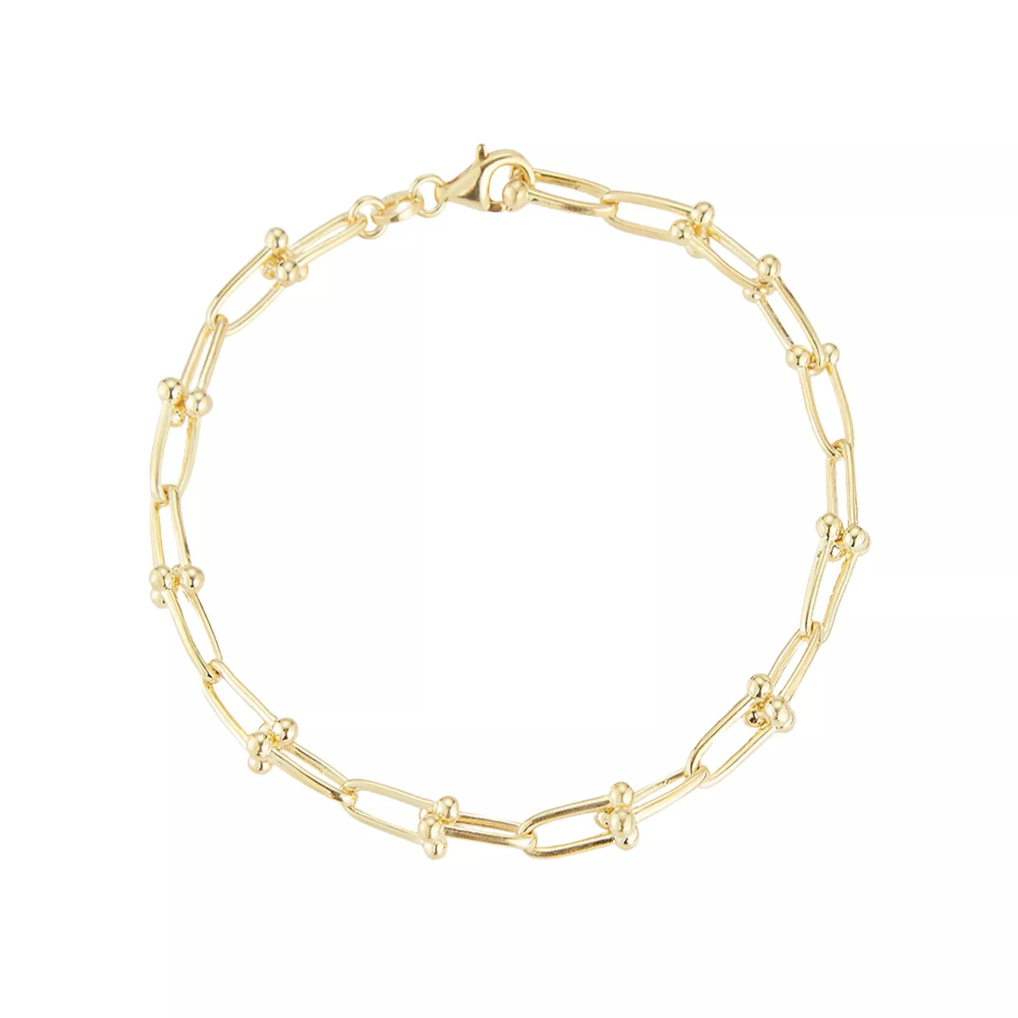 Sunkissed Sterling 14k Gold Over Silver Stirrup Link Bracelet, Women's, Size: 7", Gold Tone Product Image