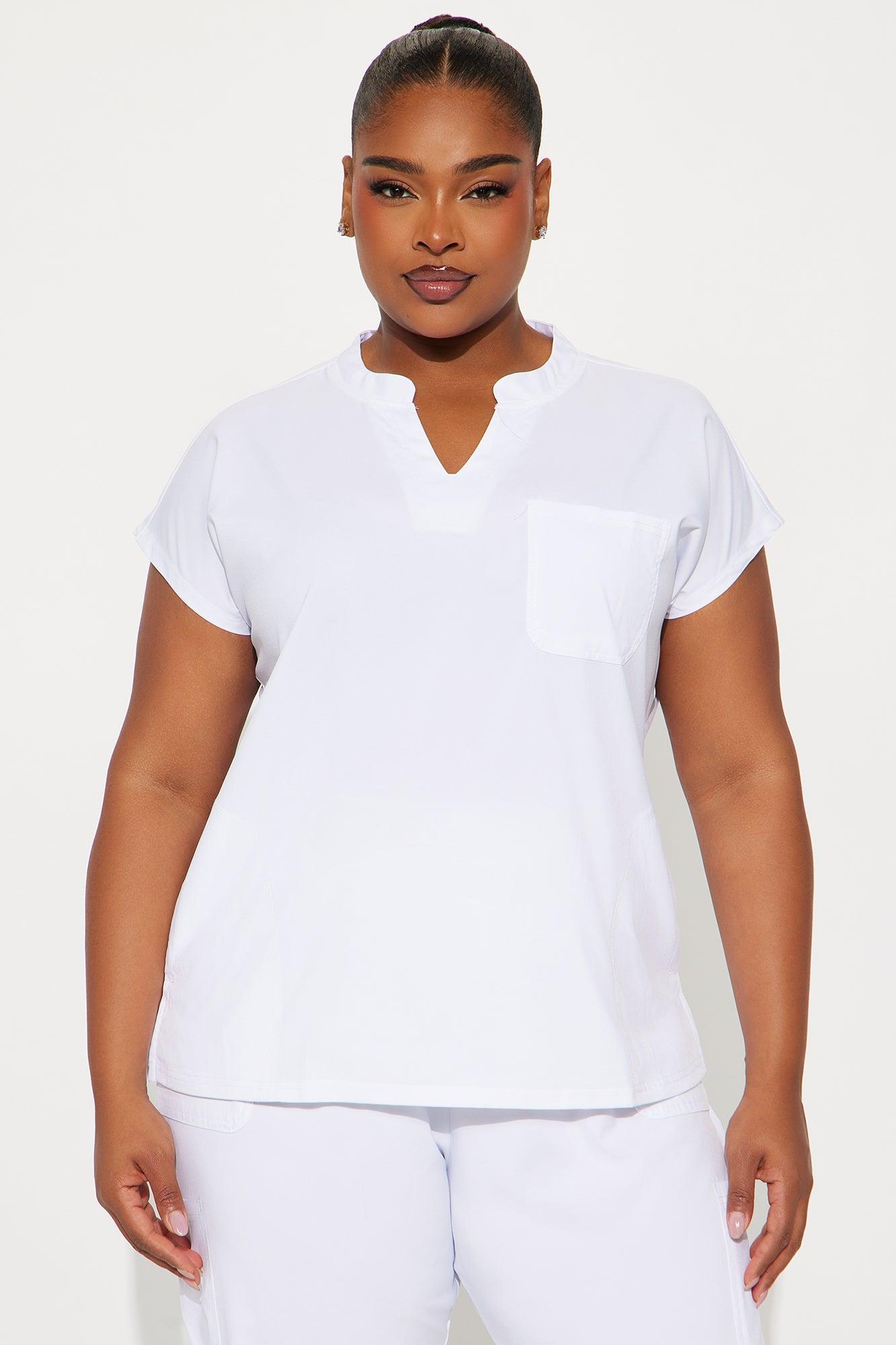 On The Move 4 Way Stretch Scrubs Rib Jogger Set - White Female Product Image