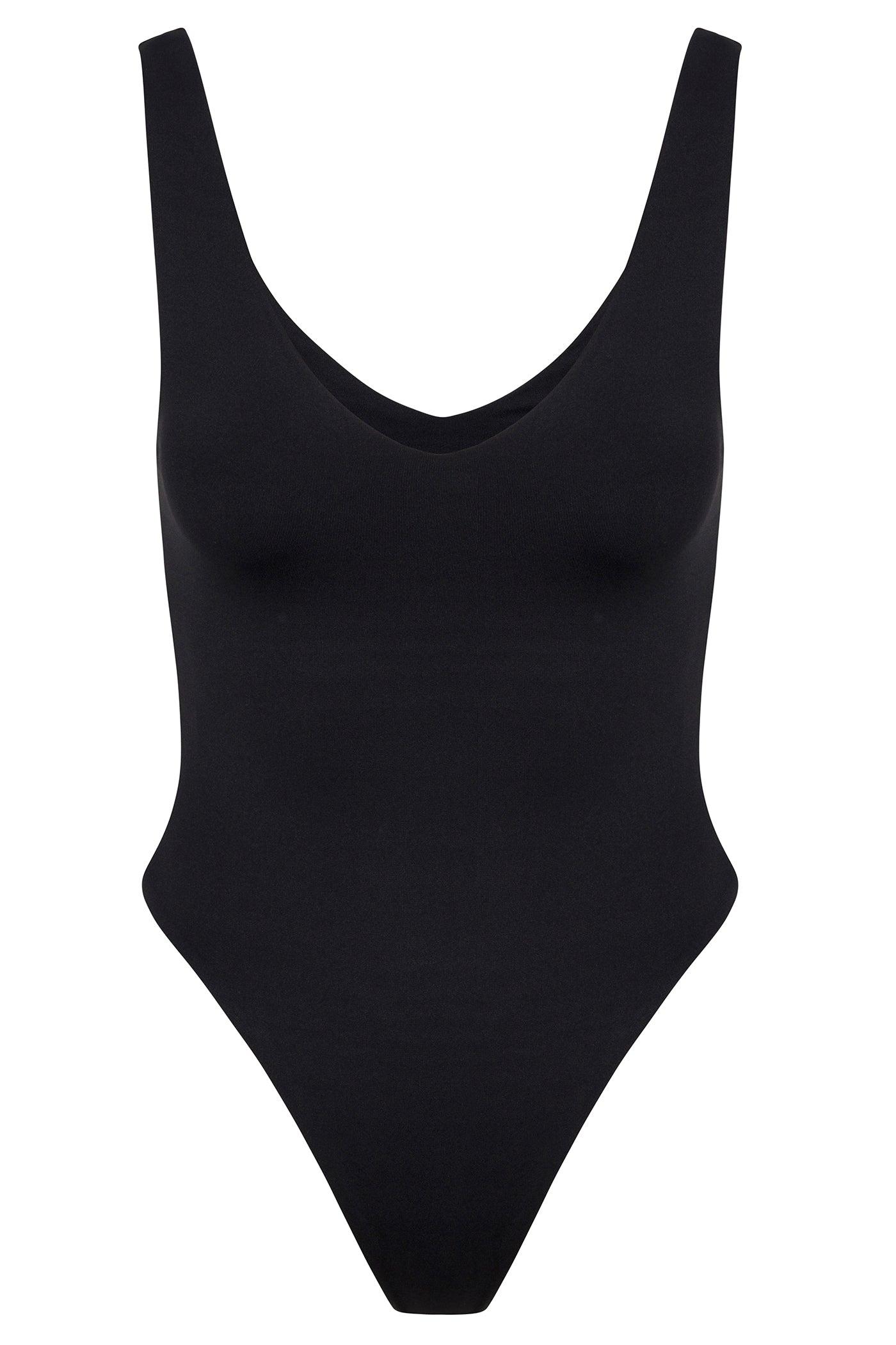Contour Double Lined V-Neck Bodysuit - Black Female Product Image