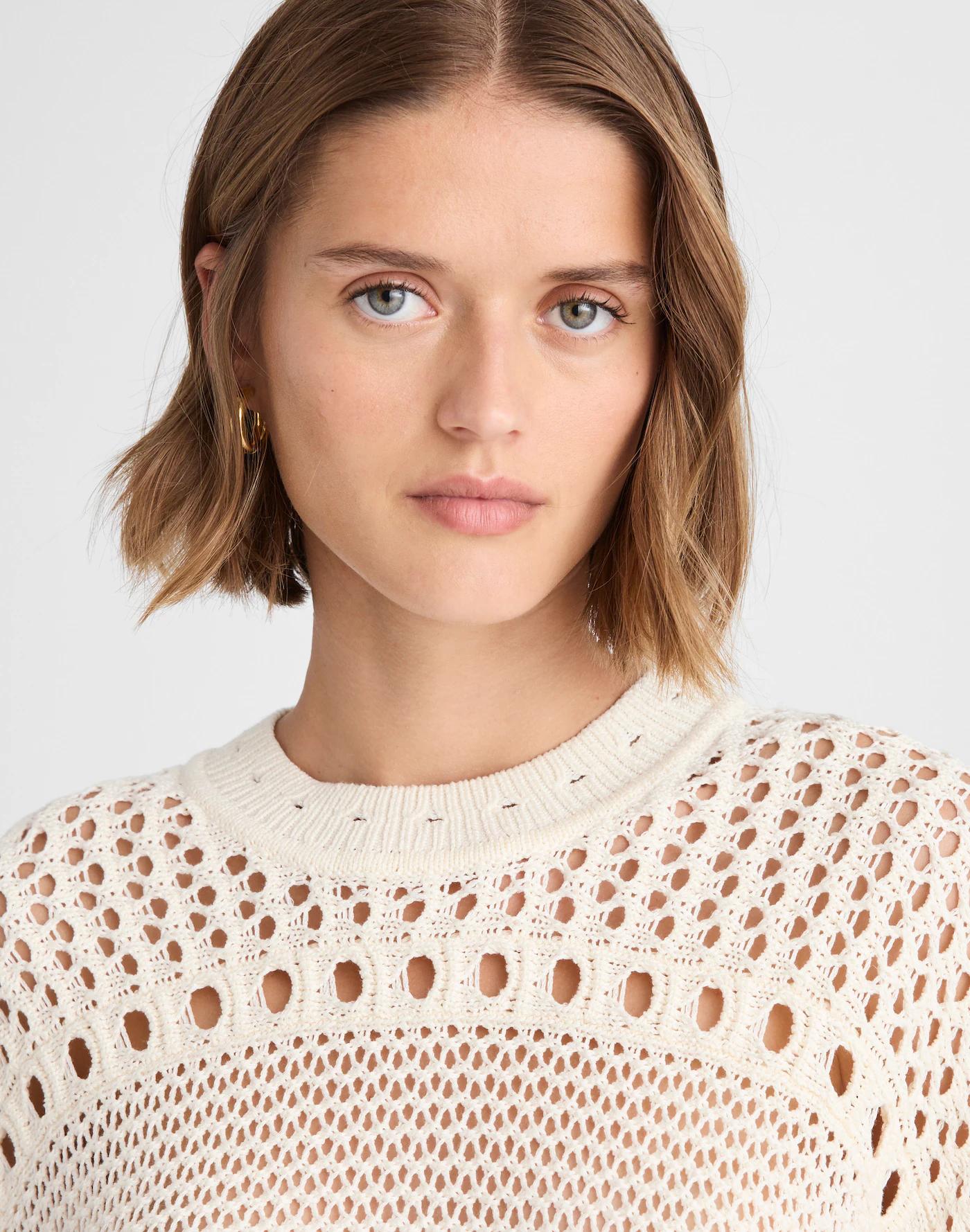 Open-Stitch Cotton Pullover Sweater Product Image