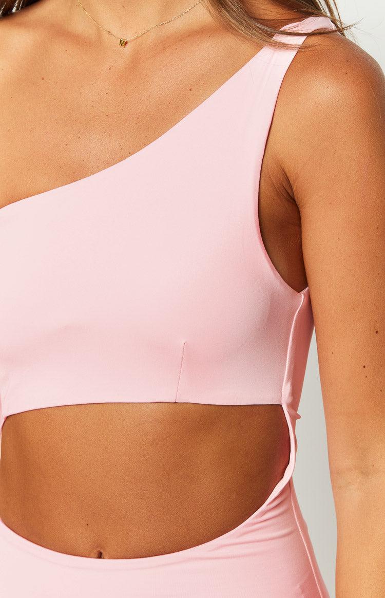 Simone Cut Out One Shoulder Pink Maxi Dress Product Image