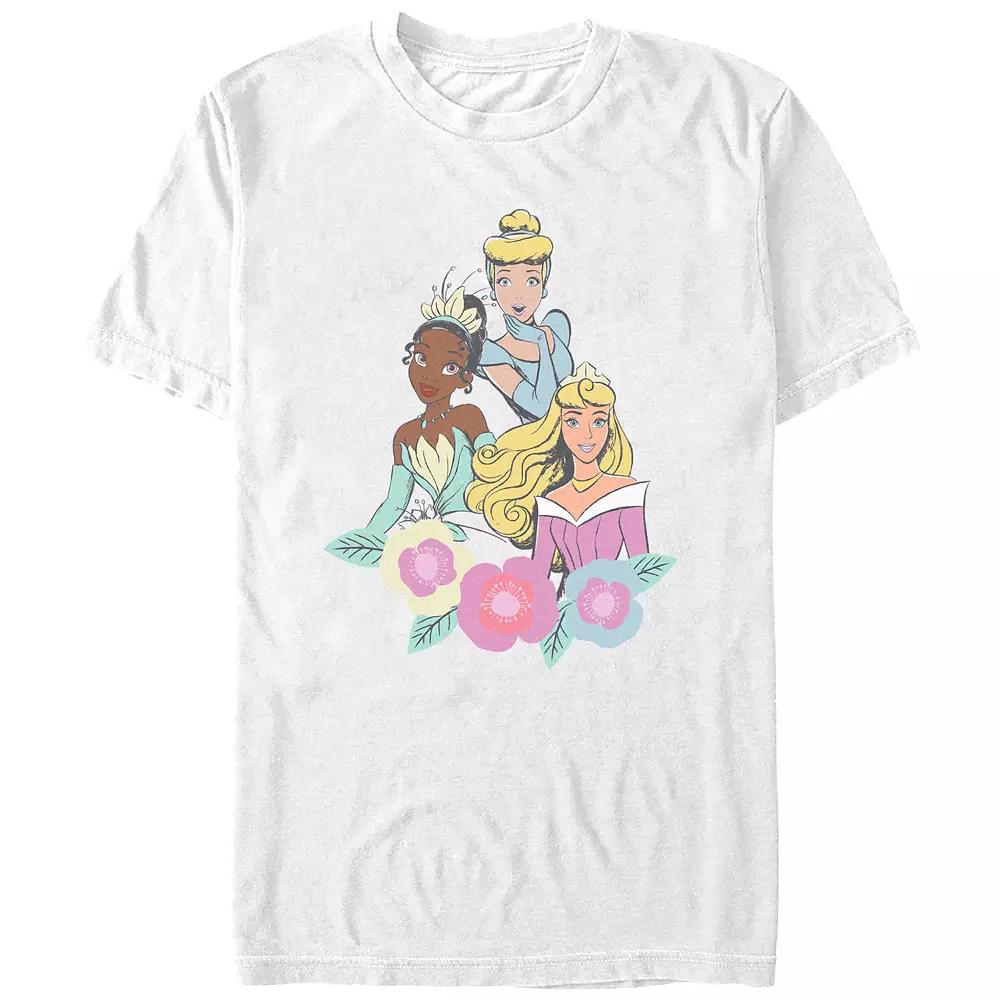 Disney's Tiana, Cinderella & Aurora Princess Trio Juniors' Boyfriend Graphic Tee, Women's,  Product Image
