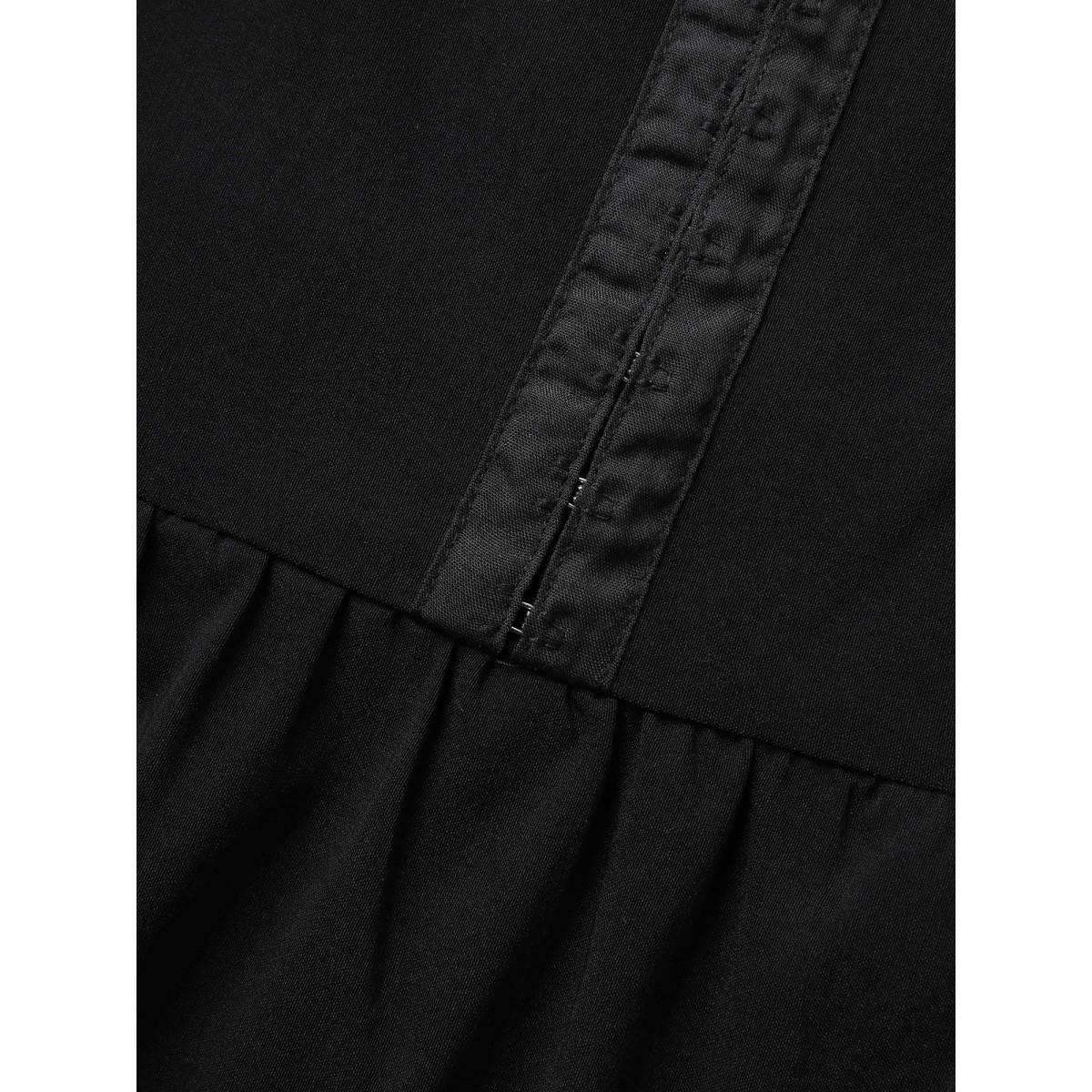 Plus Size Stretch Woven Pleated Flare Vest Midi Dress Black Women At the Office Gathered Square Neck Sleeveless Curvy BloomChic 18-20/2X Product Image