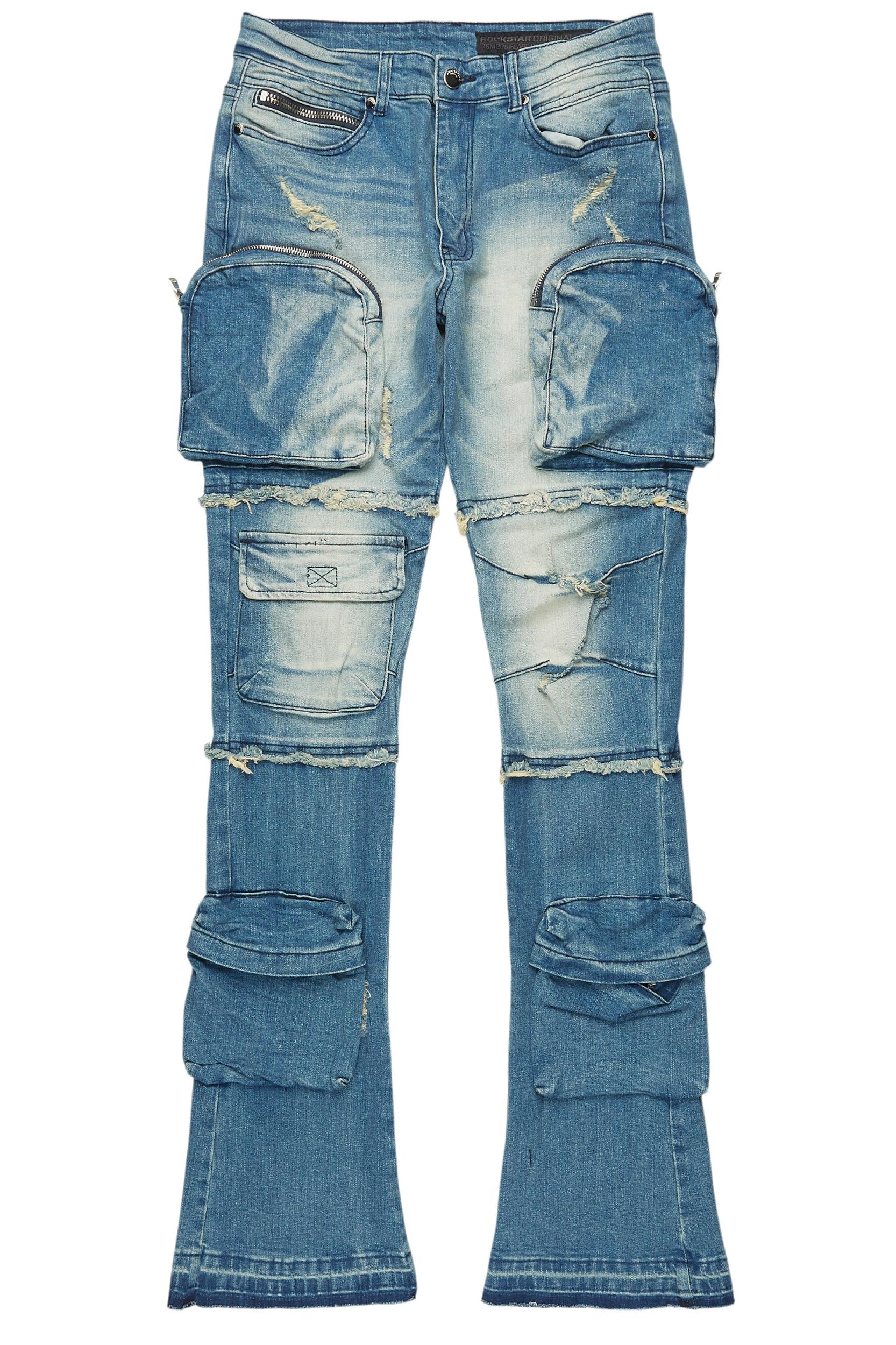 Shift Dirty Blue Stacked Flare Jean Male Product Image