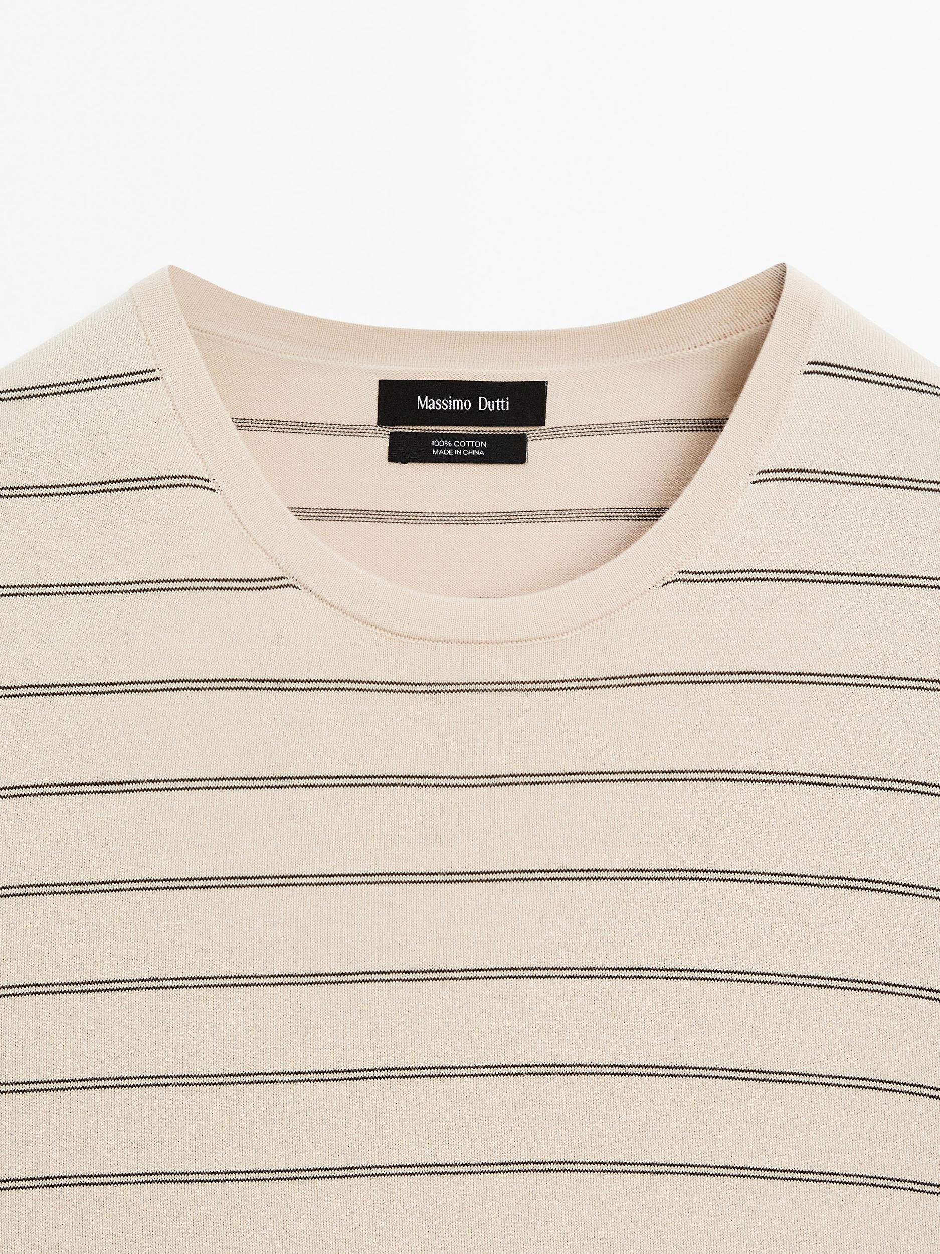 Striped lightweight knit T-shirt Product Image