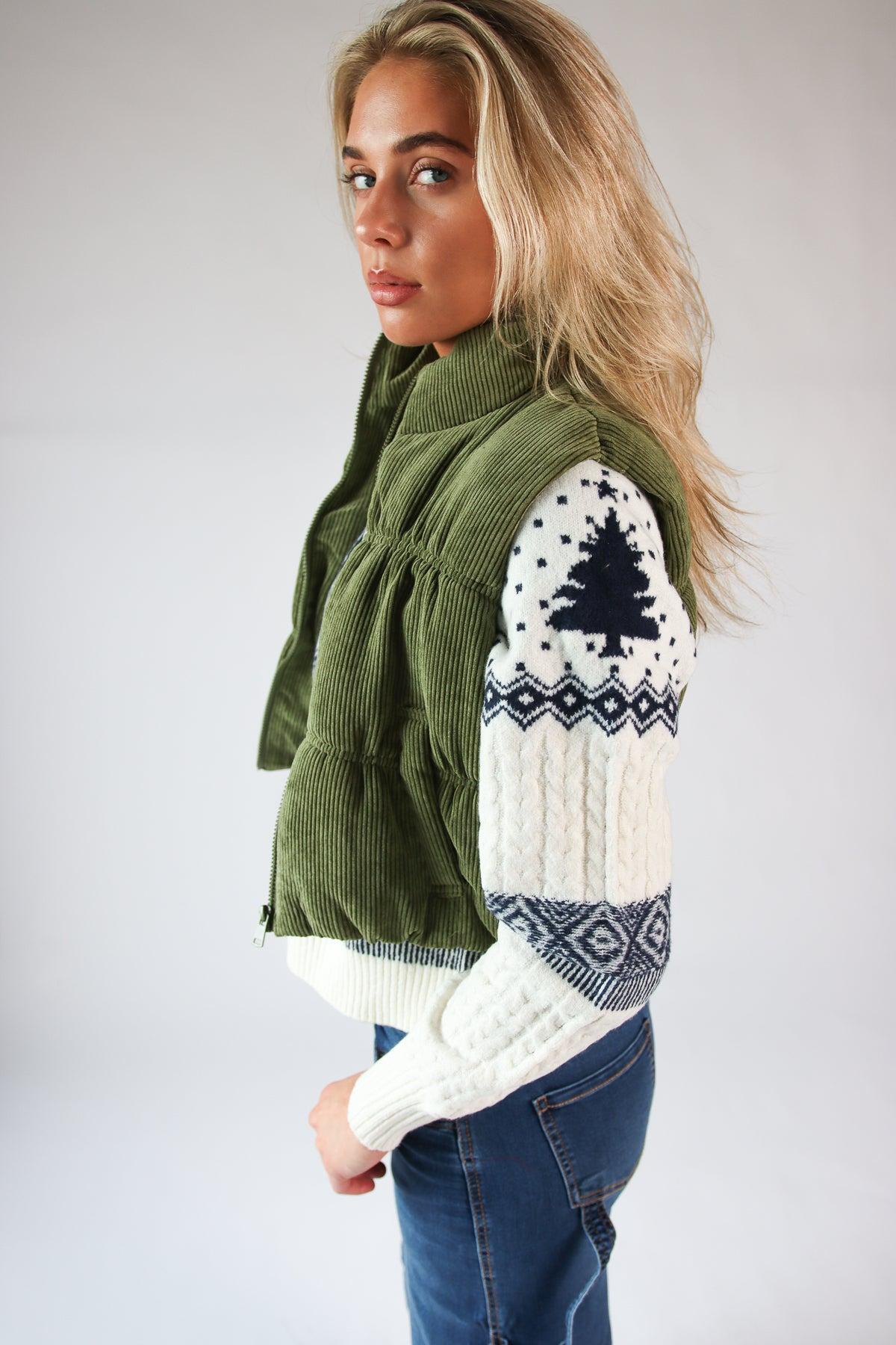 Corduroy Puffer Vest Product Image