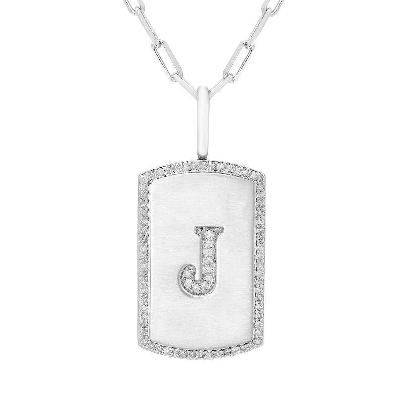 It's Personal Initial Sterling Silver & 1/4 Carat T.W. Diamond Dog Tag Necklace, Women's,  Product Image