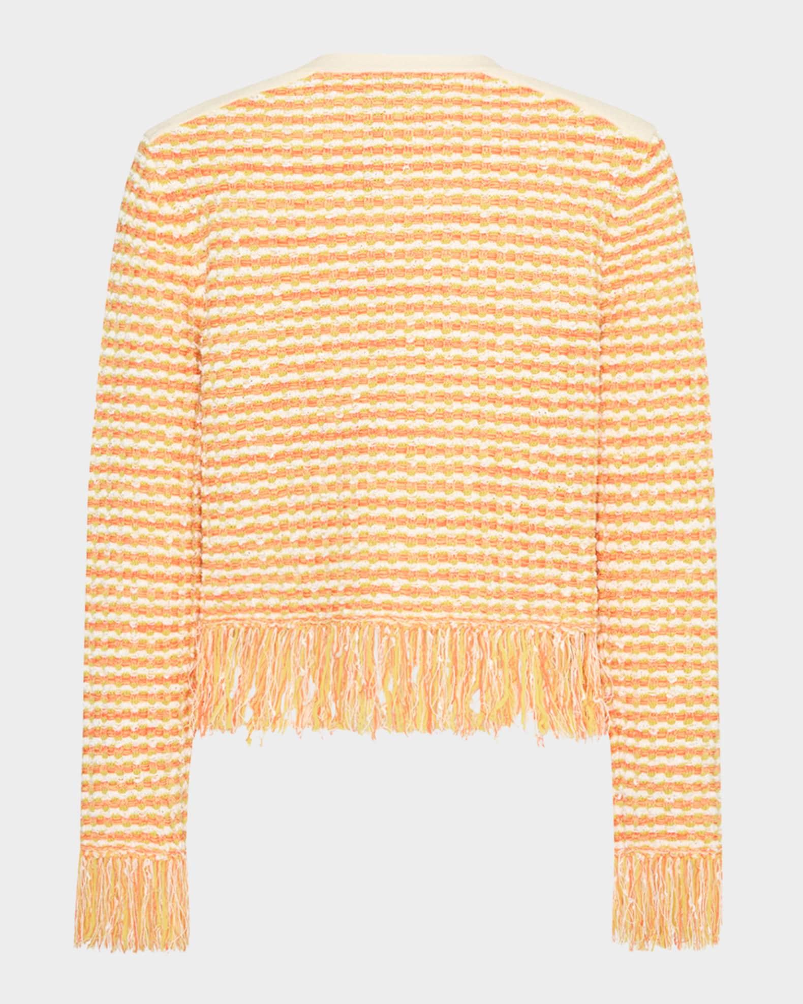 Fringed Tweed Knit Cardigan Jacket Product Image