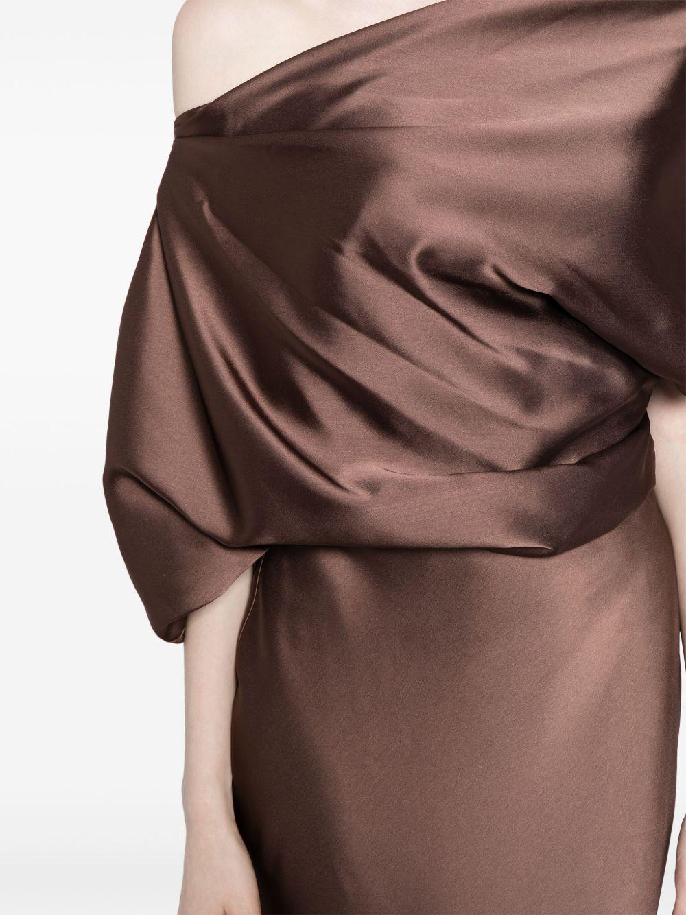 off-shoulder draped maxi dress Product Image