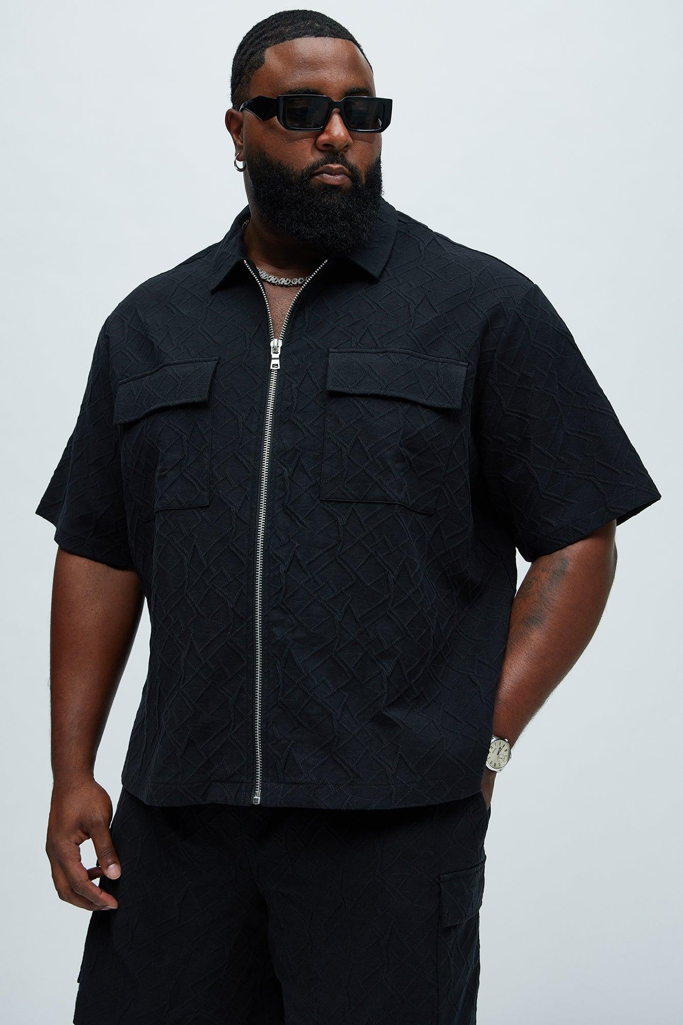 Gerrish Textured Boxy Shirt - Black Product Image