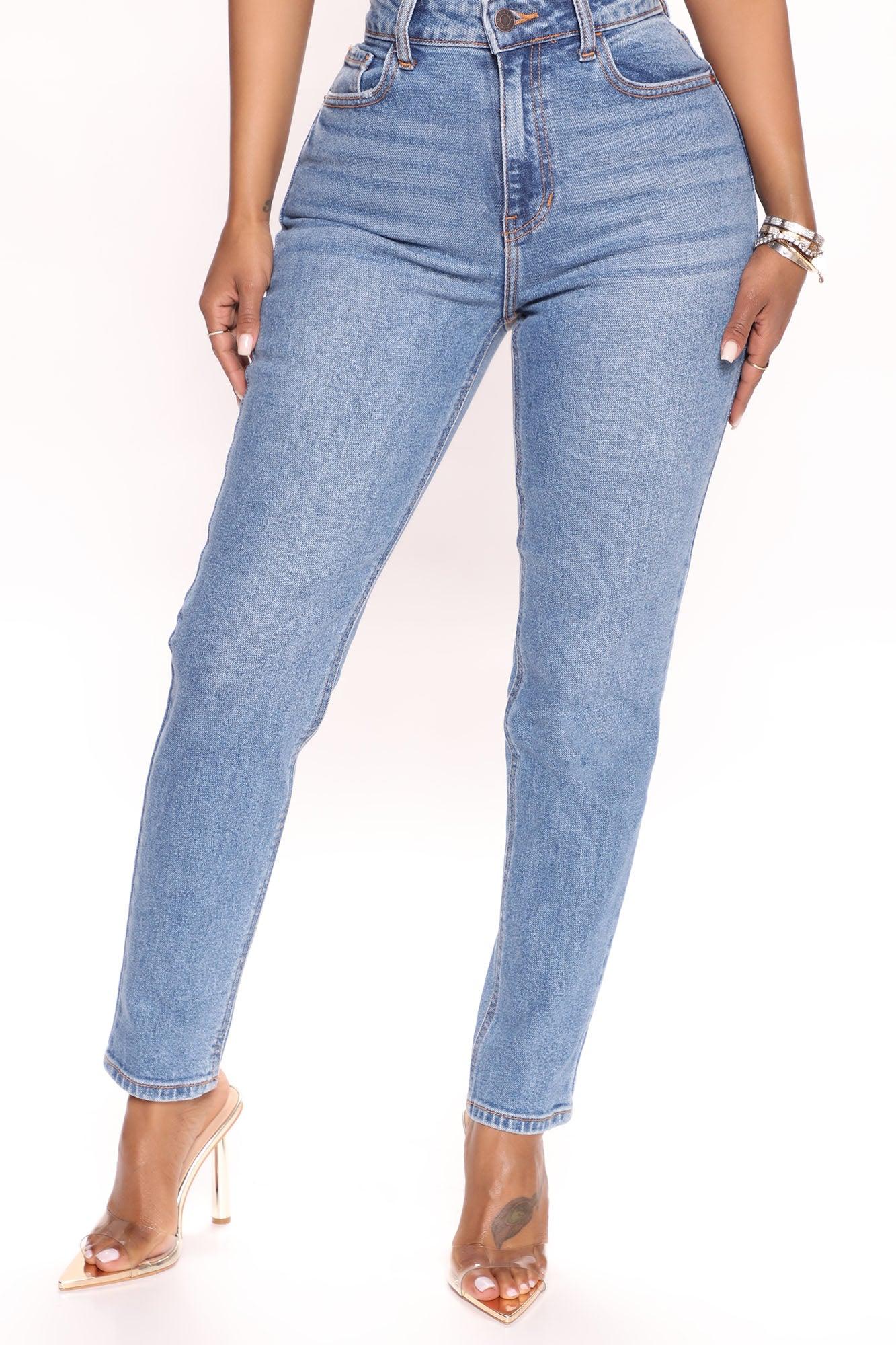 Summer Sky High Waist Slim Straight Leg Jeans - Medium Wash Product Image
