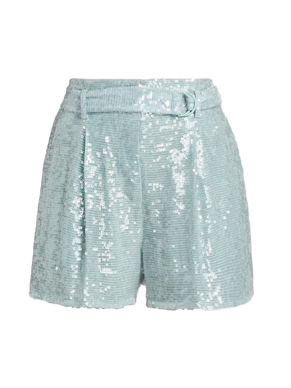 Womens Sequined Belted Shorts Product Image