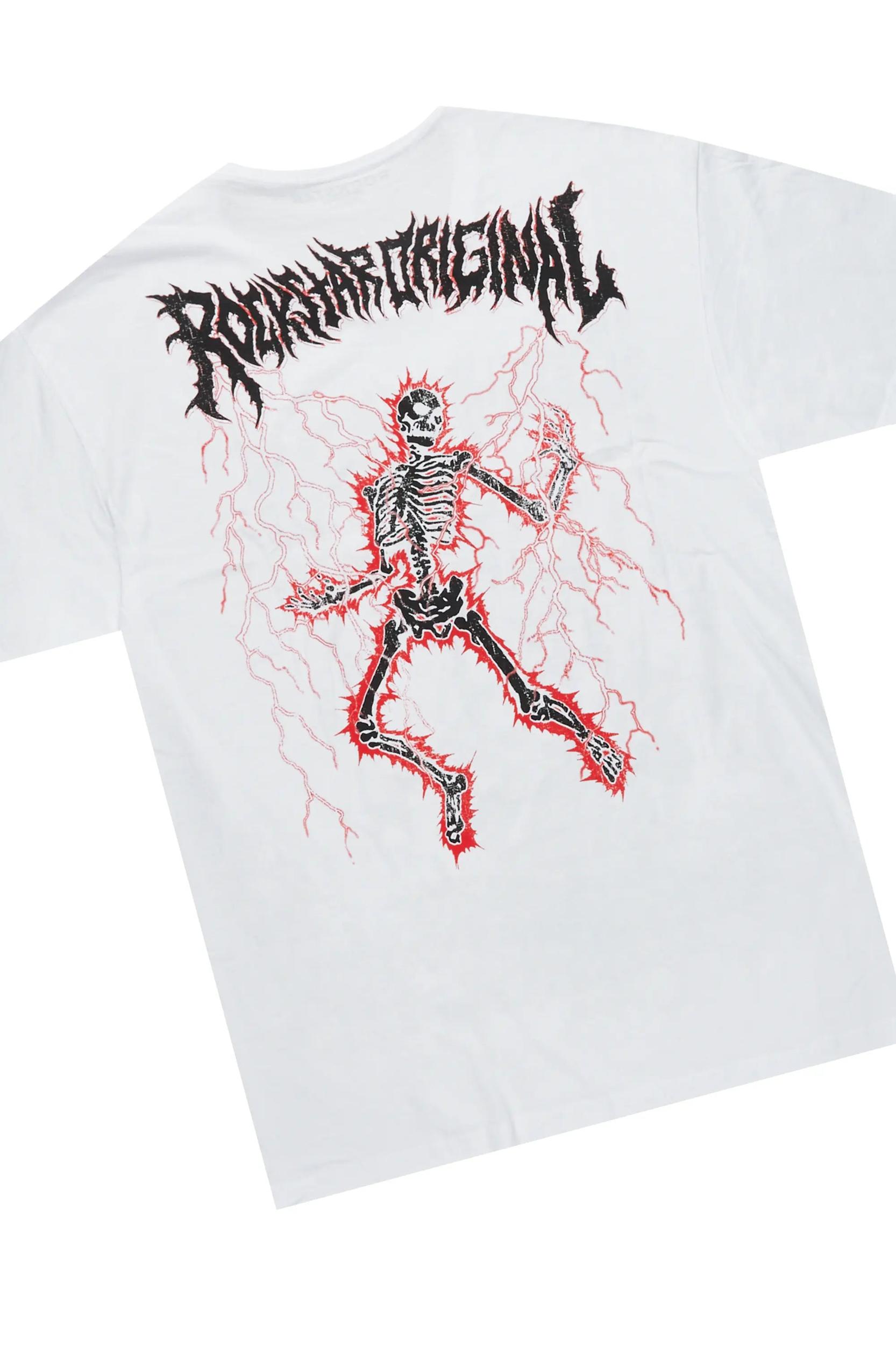 Deathrow White/Red T-Shirt/Stacked Flare Pant Set Male Product Image