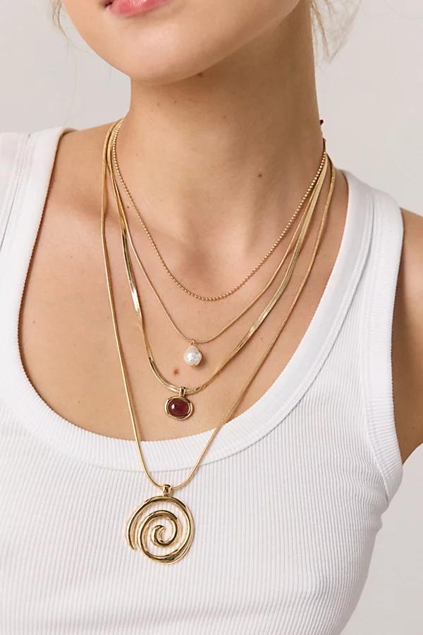 Saturn Swirl Layering Necklace Set Womens at Urban Outfitters Product Image