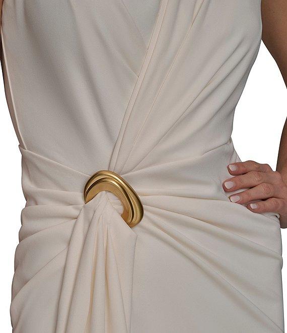 Donna Karan V-Neck Knot Front Sheath Dress Product Image