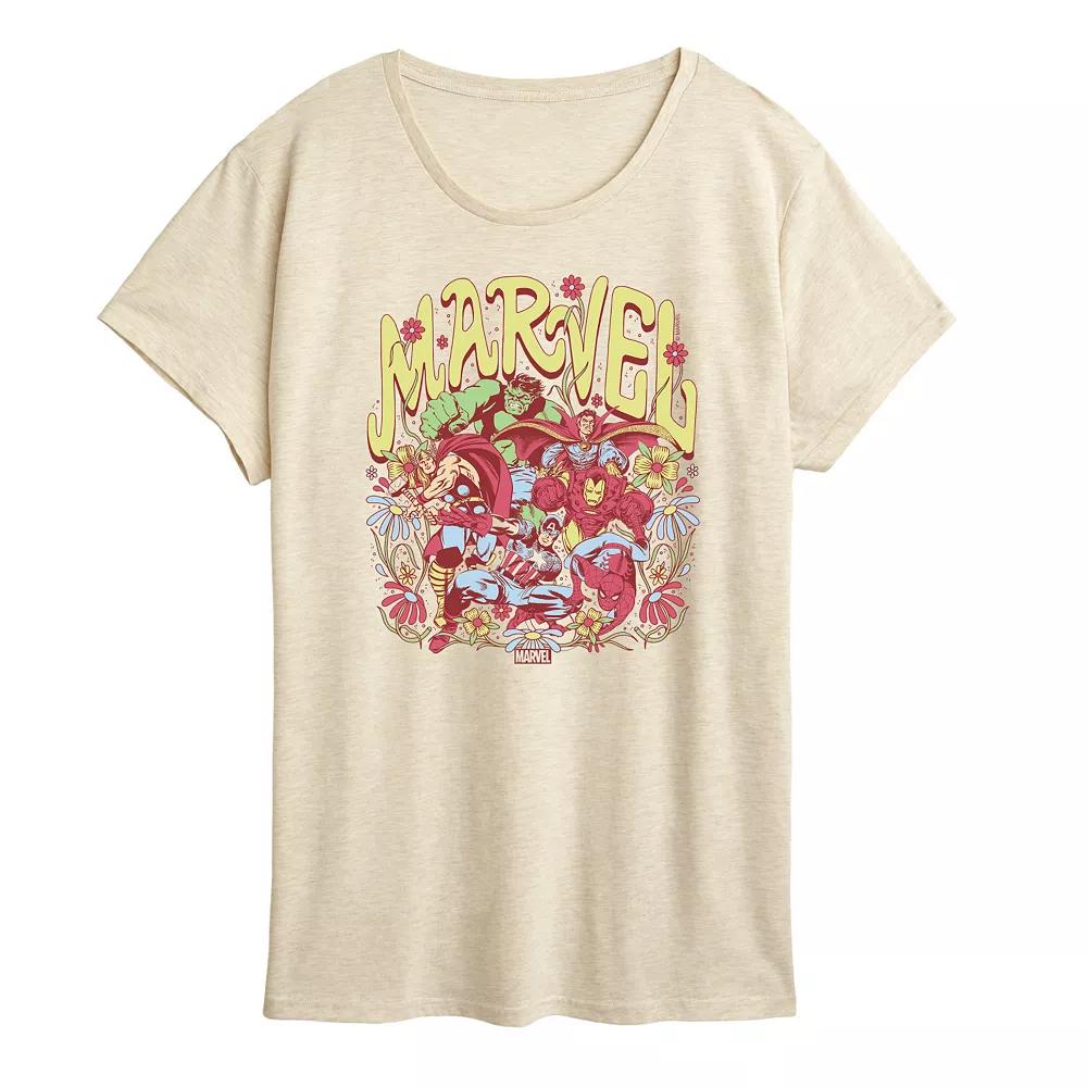 Women's Marvel Vintage Floral Graphic Tee,  Product Image