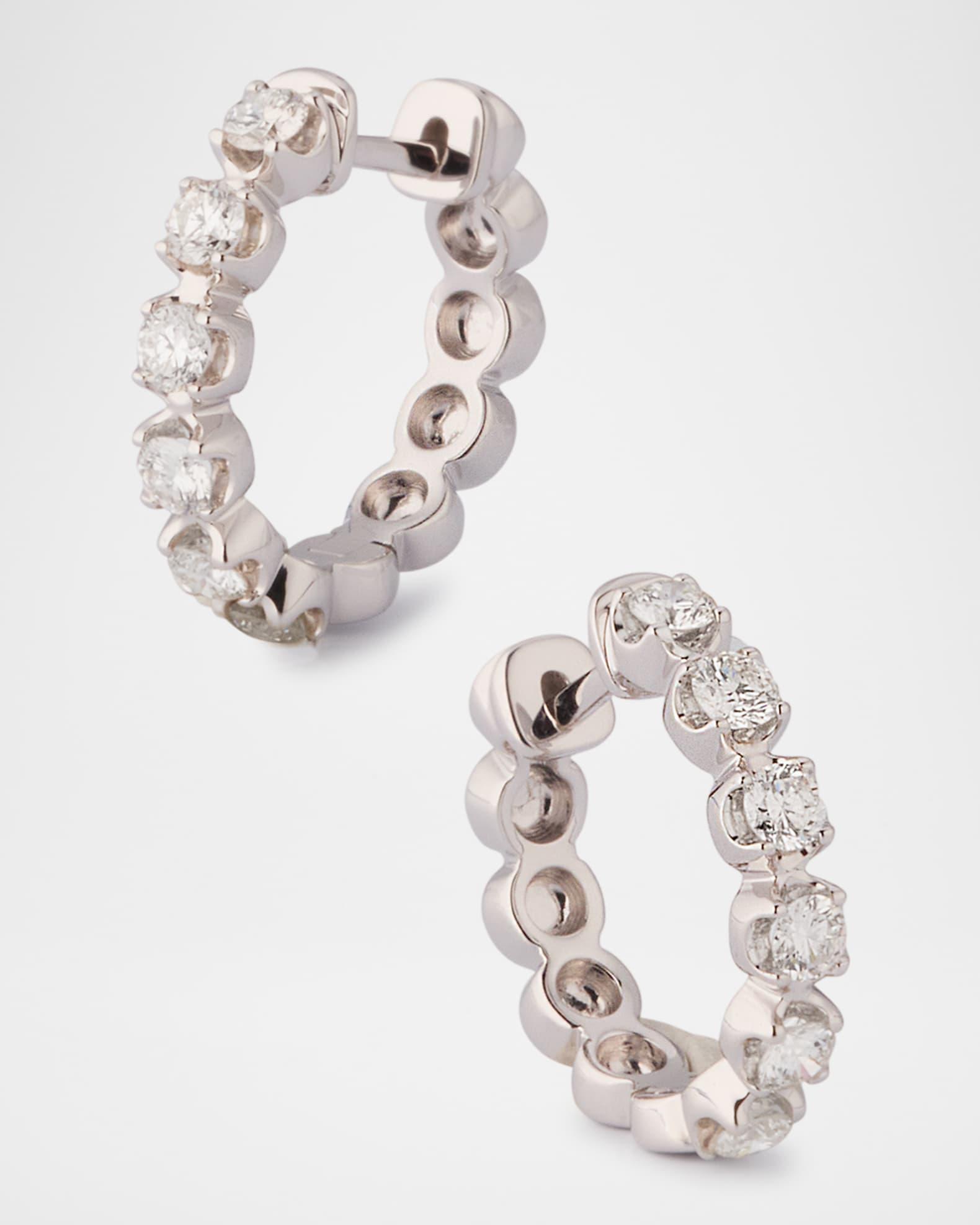 14K Gold Diamond Huggie Earrings, 15mm Product Image