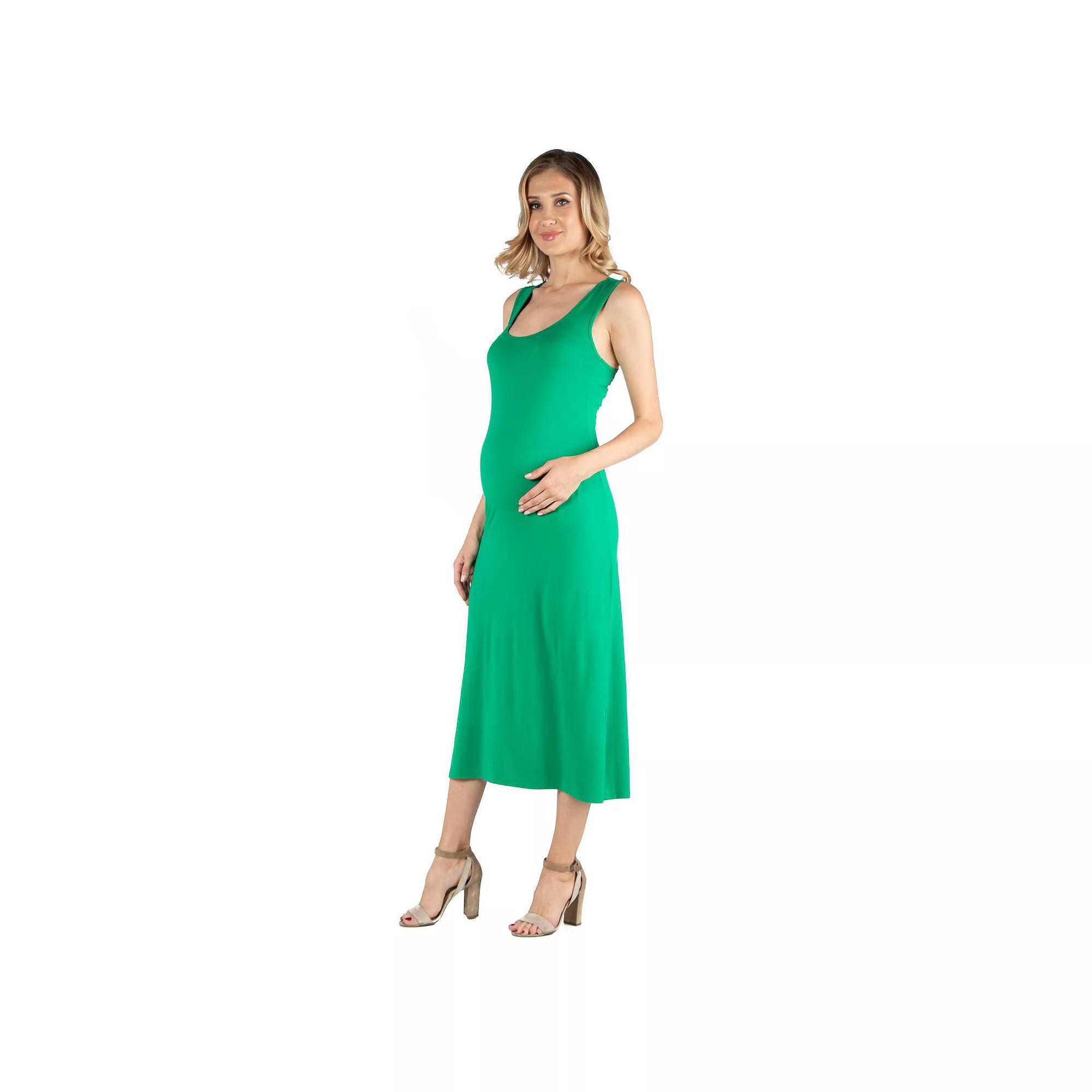 Maternity 24Seven Comfort Apparel Scoopneck Racerback Maxi Dress, Women's,  Product Image