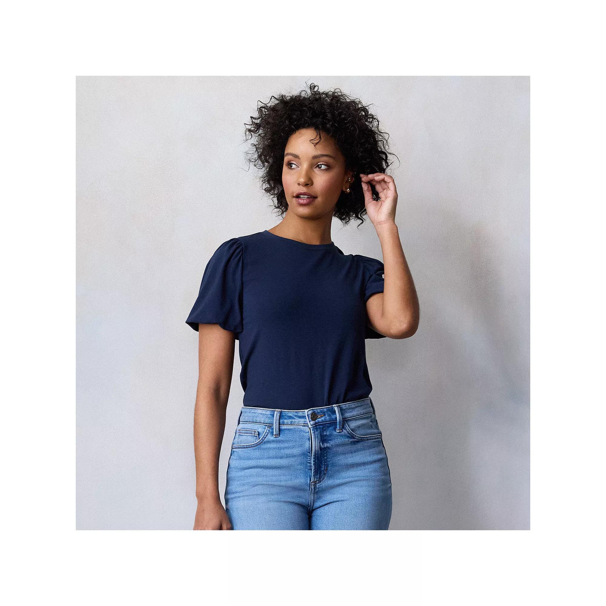 Women's LC Lauren Conrad Bubble Sleeve Top, Size: XXL, Blue Water Product Image