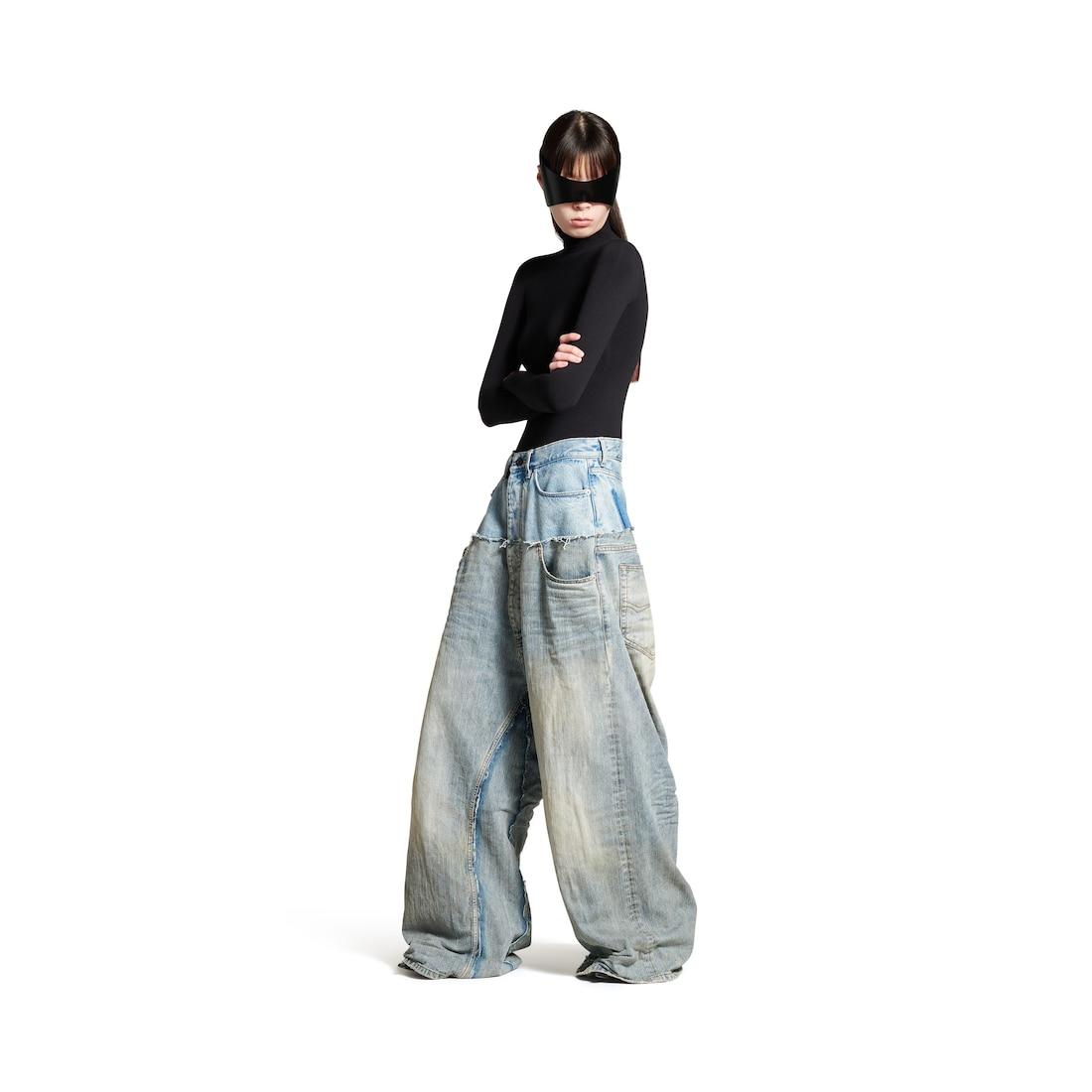 Men's Cut-up Baggy Pants in Blue Product Image
