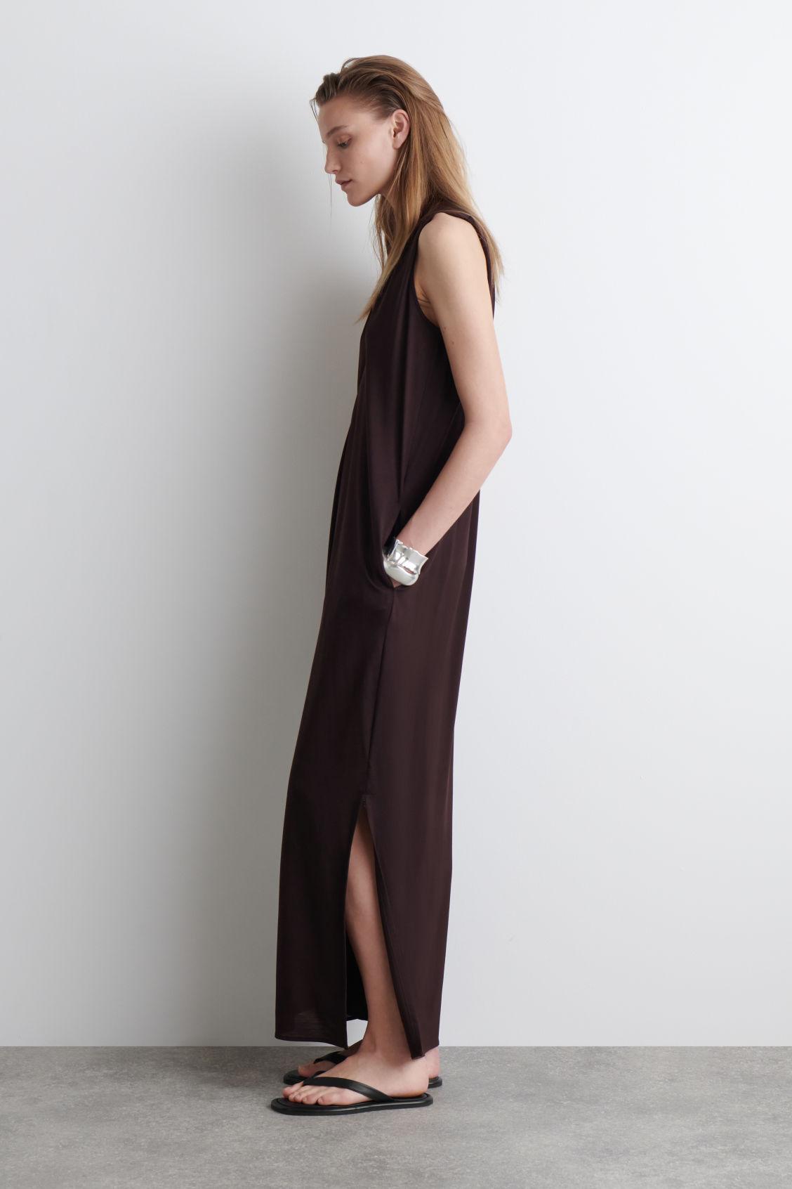DRAPED V-NECK MAXI DRESS Product Image