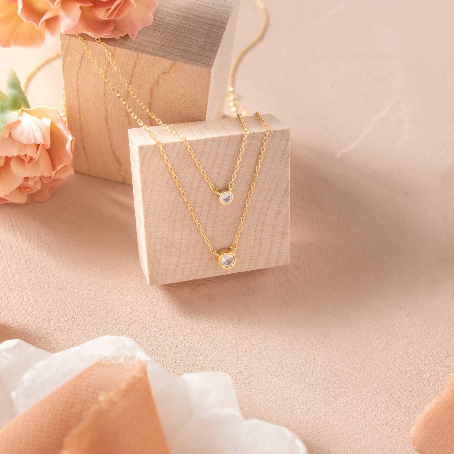 Double Layer Appeal Framed Cz Necklace Product Image