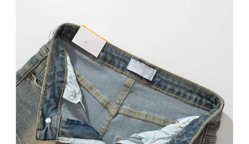 Mid Rise Asymmetrical Denim Hot Pants Product Image