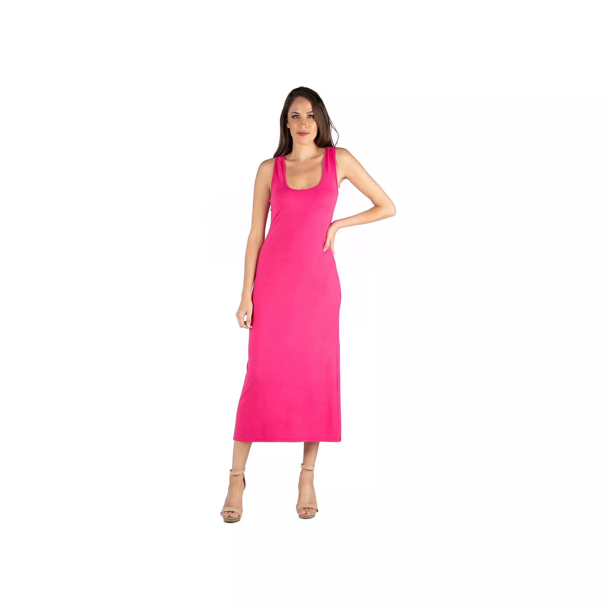 Women's 24seven Comfort Apparel Scoop Neck Racerback Tank Top Maxi Dress,  Product Image
