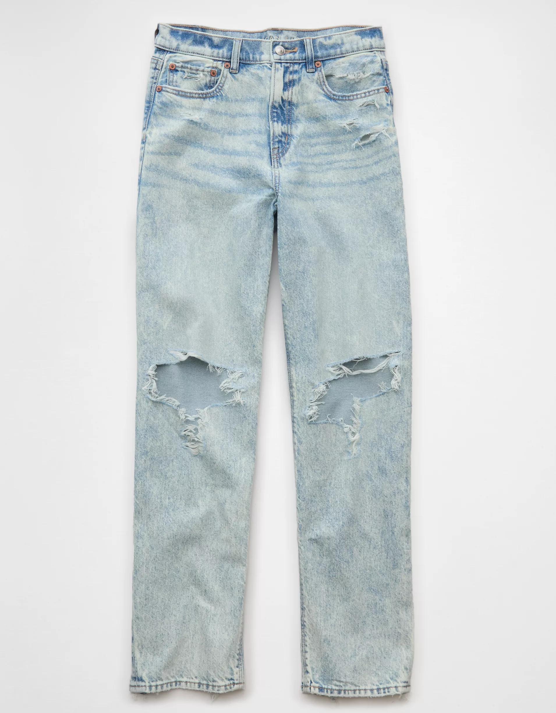 AE Strigid Ripped Super High-Waisted Baggy Straight Jean Product Image