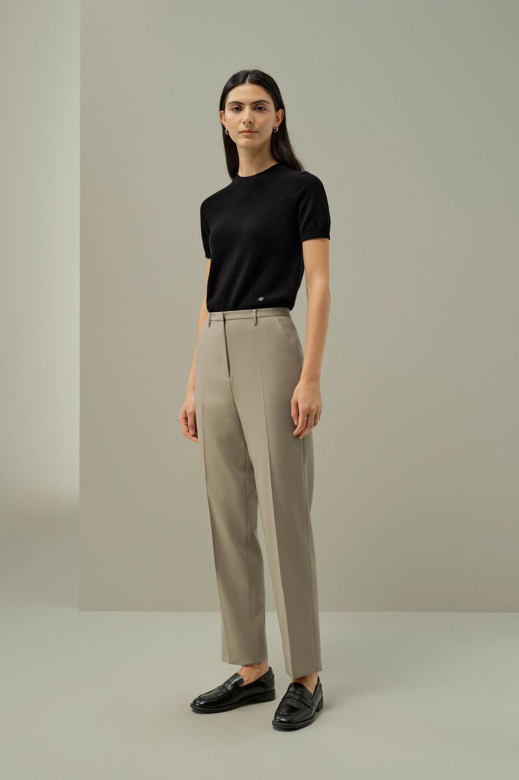 LILYSILK Women's Cashmere Fitted Short Sleeve Top, 100% Pure Cashmere, Soft & Breathable, Medium Gray, XL Product Image