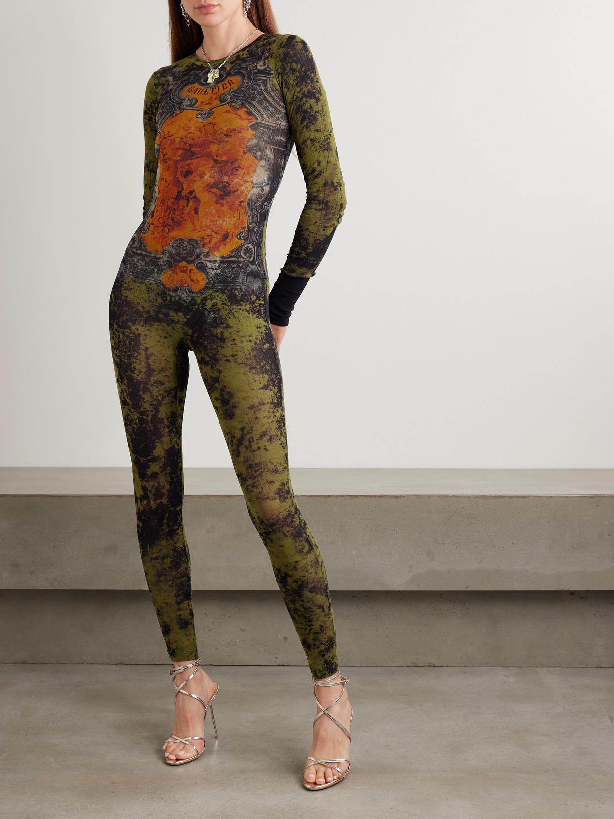 JEAN PAUL GAULTIER Graphic Print Full-length Dress With Long Sleeves In Black Product Image