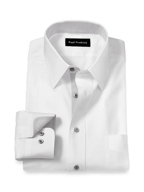 Comfort Stretch Non-Iron Solid Dress Shirt With Contrast Trim - White/grey Product Image